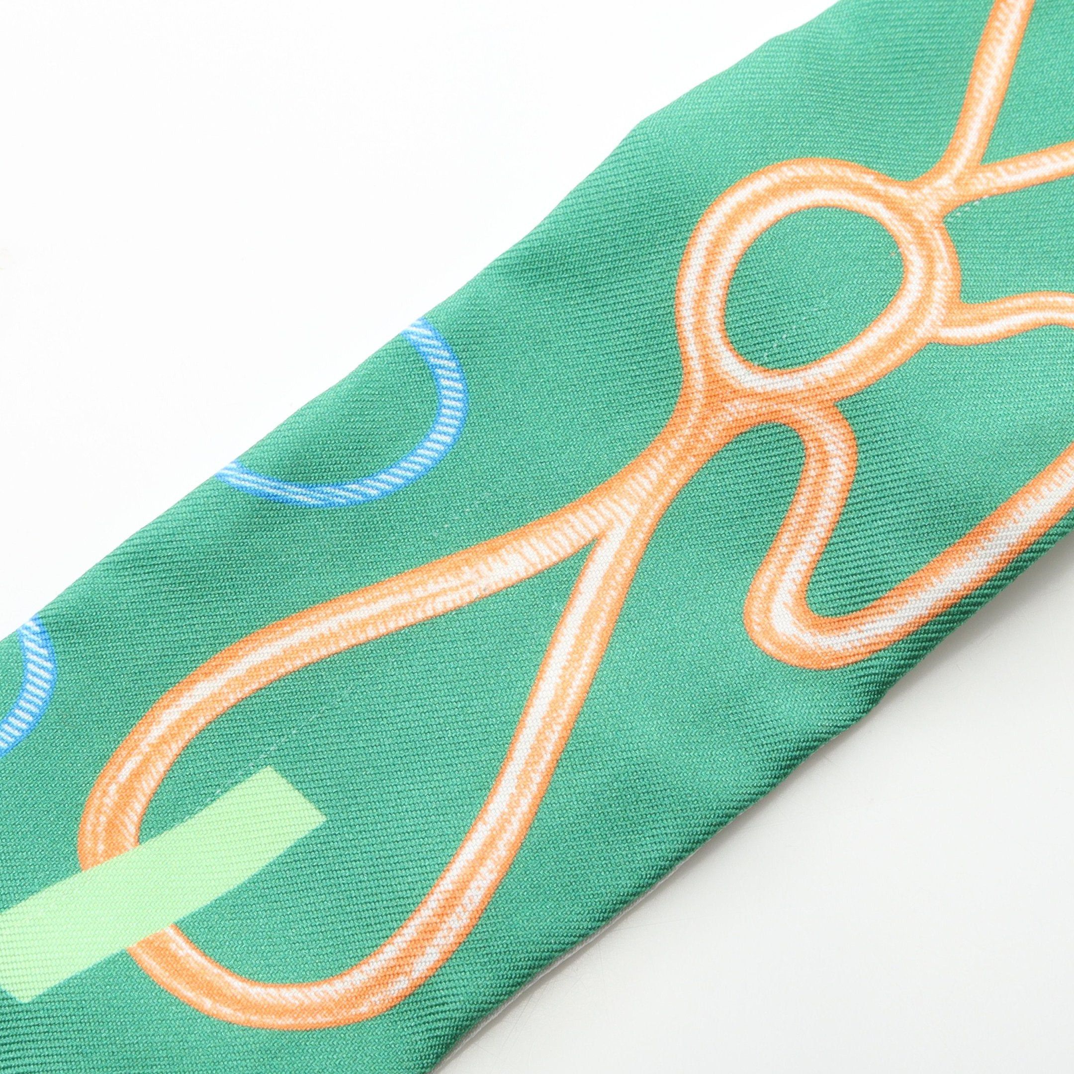 Hermes Hermes Twilly Do Re Boucles Ribbon Scarf Silk Green Multicolor Size ONE SIZE - 5 Thumbnail