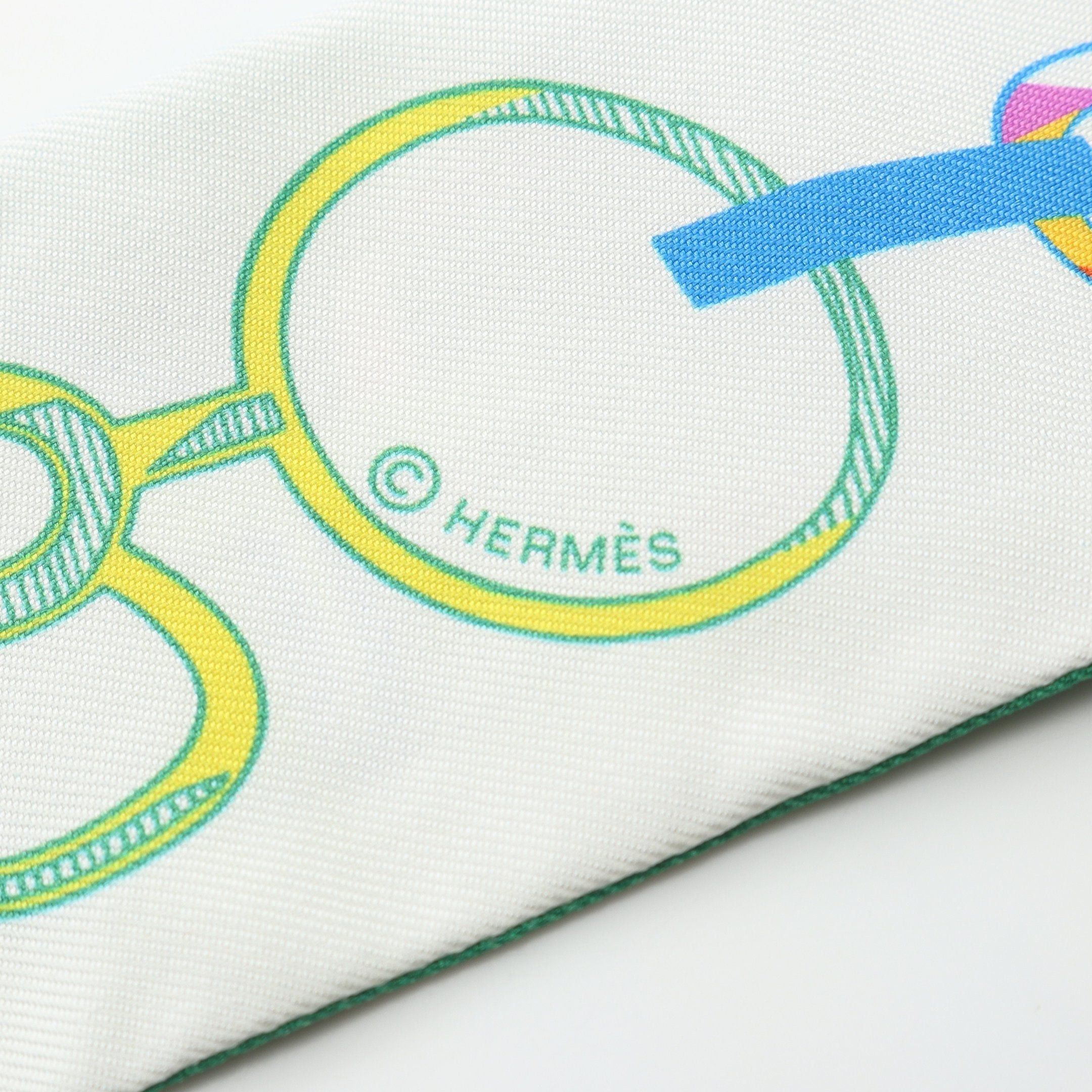 Hermes Hermes Twilly Do Re Boucles Ribbon Scarf Silk Green Multicolor Size ONE SIZE - 2 Thumbnail
