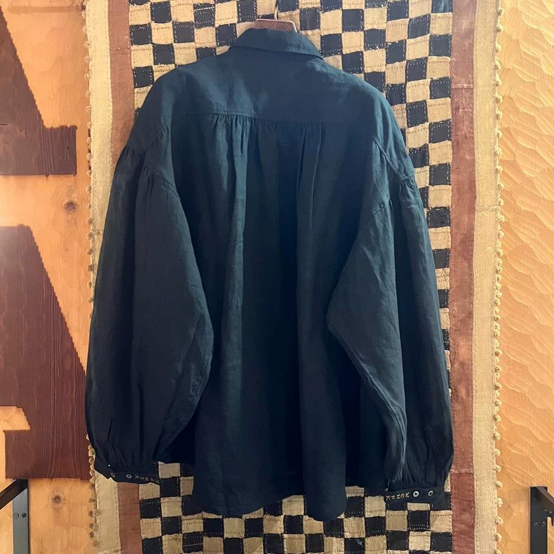 Kapital Black Pleated Shirt with Decorative Buttons Size US M / EU 48-50 / 2 - 4 Thumbnail