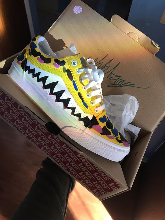 Yellow old Skool bape vans custom Shark Teeth