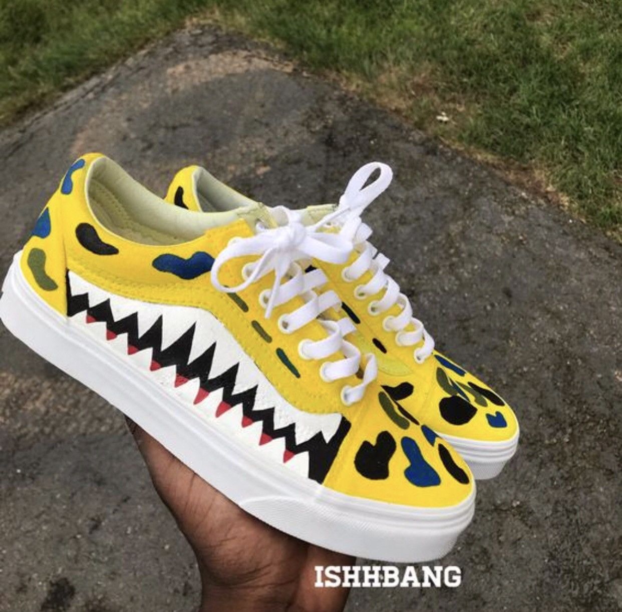 Custom Bape Vans Yellow Bape Vans Customized Footwear