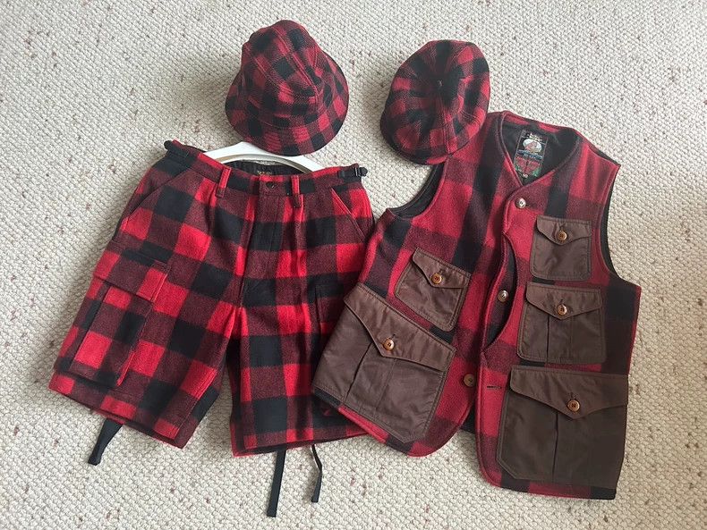 Freewheelers Red Checkered Vest and Shorts Set Size US M / EU 48-50 / 2 - 2 Thumbnail