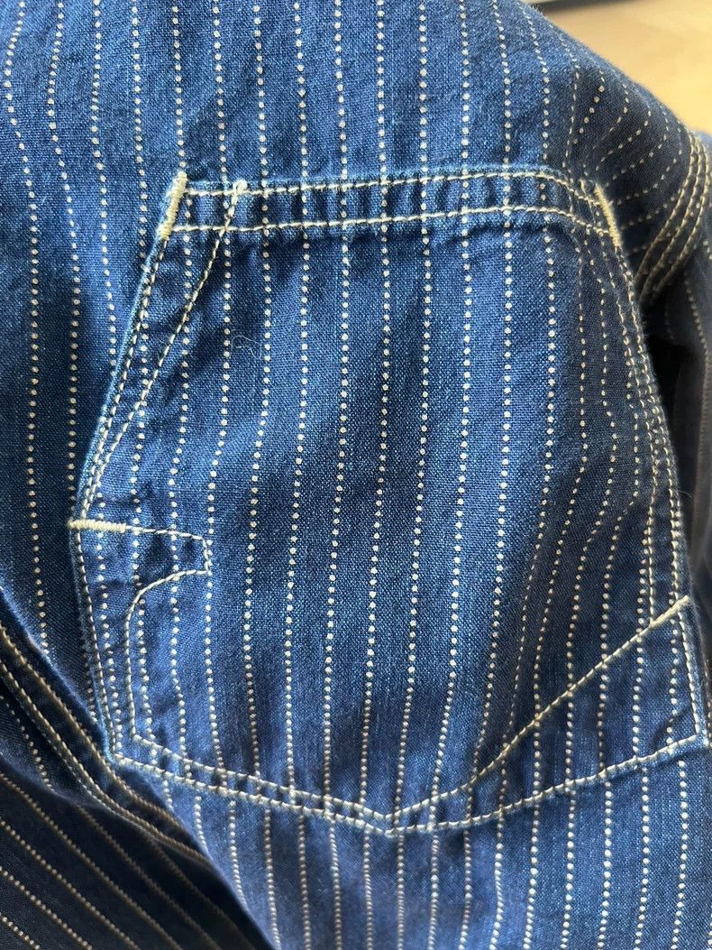 Freewheelers Long Sleeve Indigo Striped Shirt Size US M / EU 48-50 / 2 - 8 Thumbnail