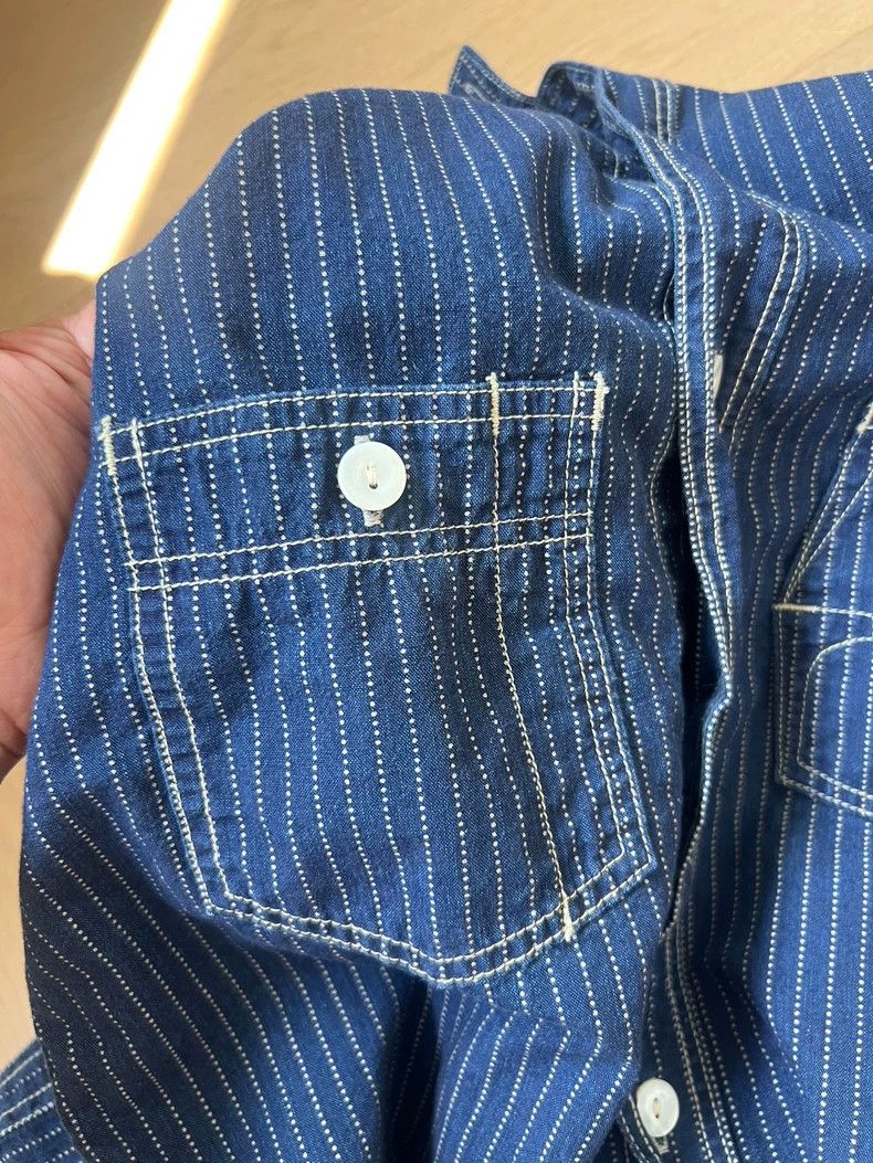 Freewheelers Long Sleeve Indigo Striped Shirt Size US M / EU 48-50 / 2 - 9 Thumbnail