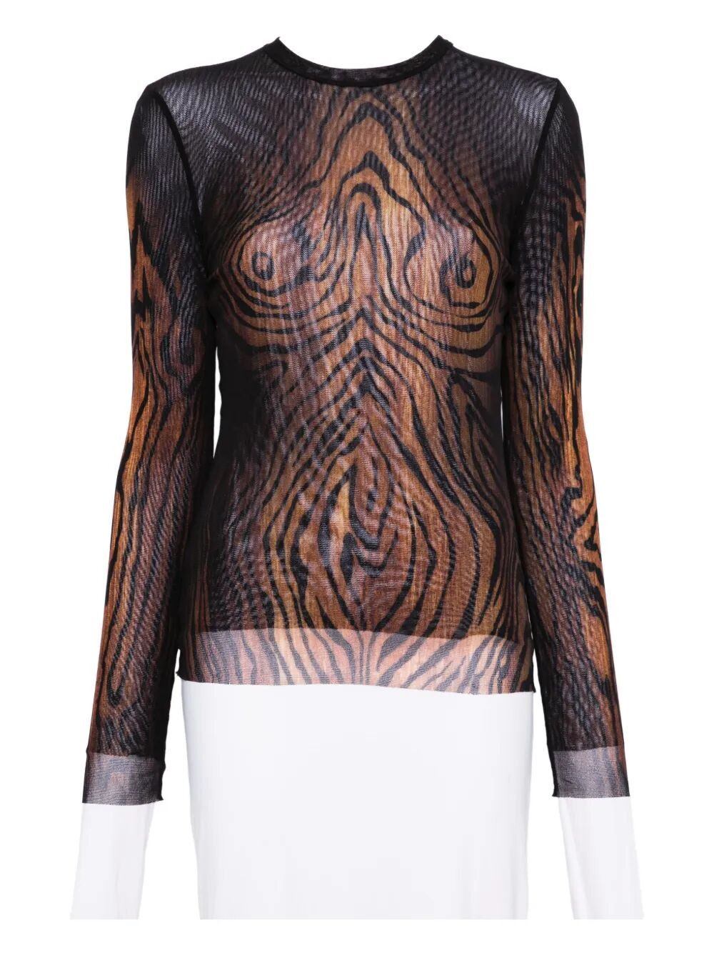 Jean Paul Gaultier MESH LONG SLEEVES TOP PRINTED "WOOD" Size S / US 4 / IT 40 - 4 Thumbnail