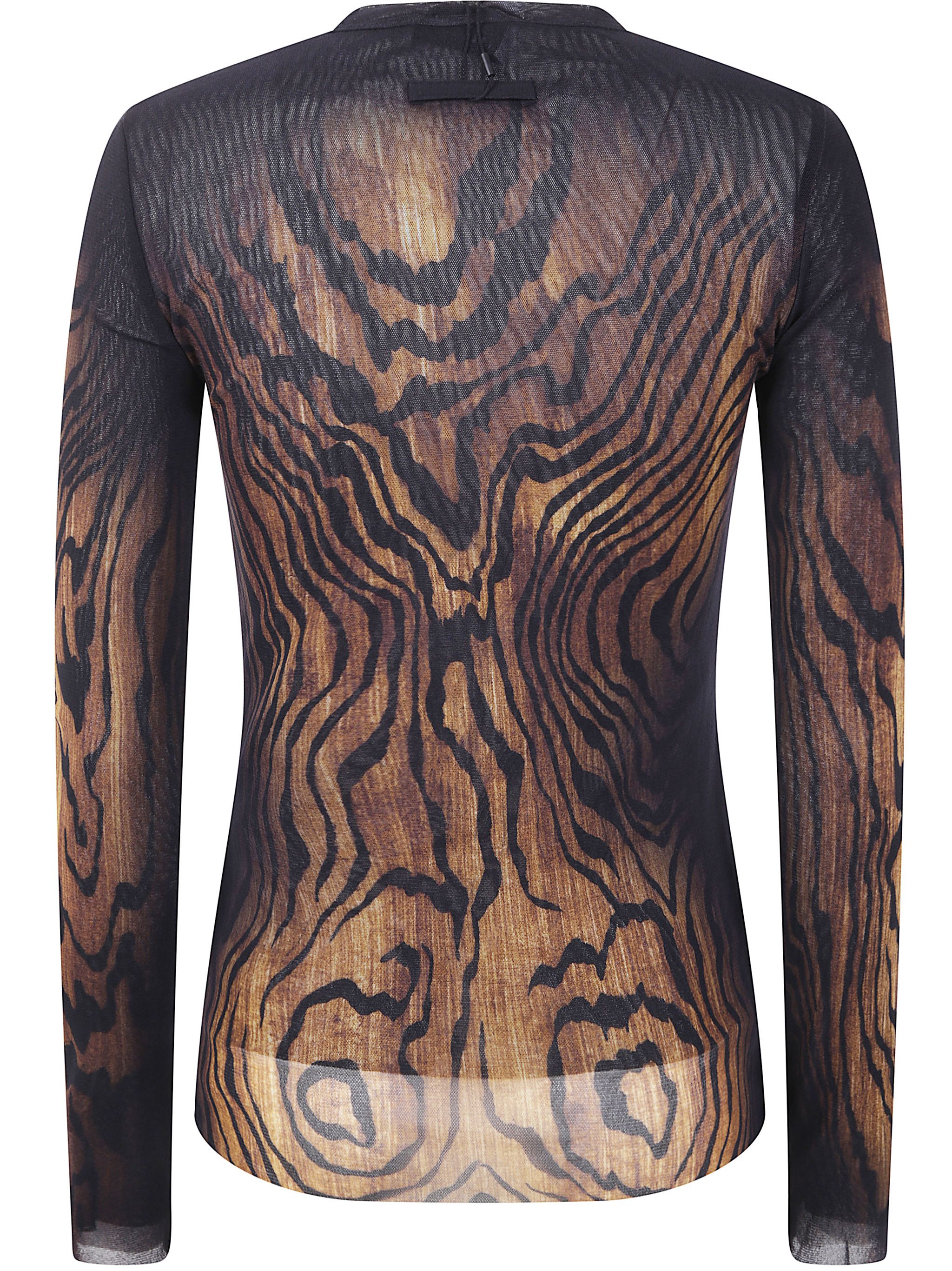 Jean Paul Gaultier MESH LONG SLEEVES TOP PRINTED "WOOD" Size XS / US 0-2 / IT 36-38 - 2 Thumbnail
