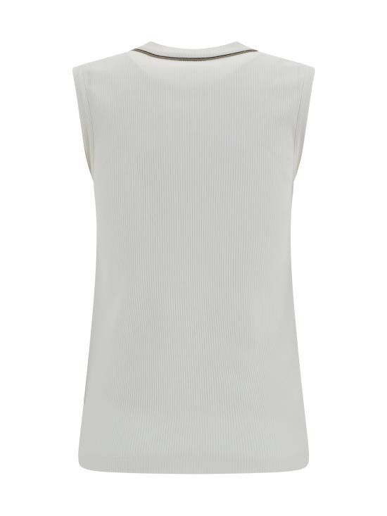 Brunello Cucinelli BRUNELLO CUCINELLI Women Tops MG902FP312 COW29 WHITE Size XXS / US 00 / IT 34 - 2 Thumbnail