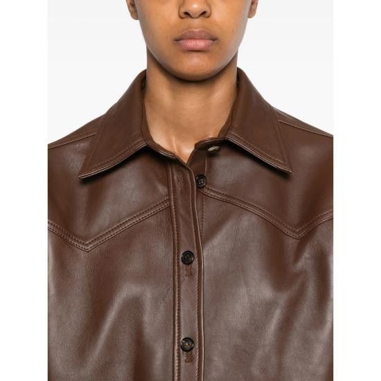 Haikure HAIKURE Women Leather Jackets HEW06089 PL002TP C0039 BROWN Size S / US 4 / IT 40 - 5 Thumbnail