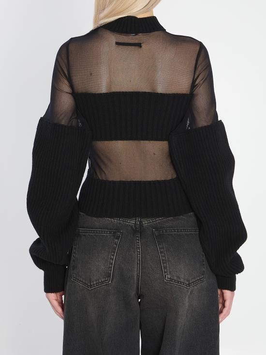 Jean Paul Gaultier JEAN PAUL GAULTIER Women Sweater W PO016 BLACK Size M / US 6-8 / IT 42-44 - 4 Thumbnail