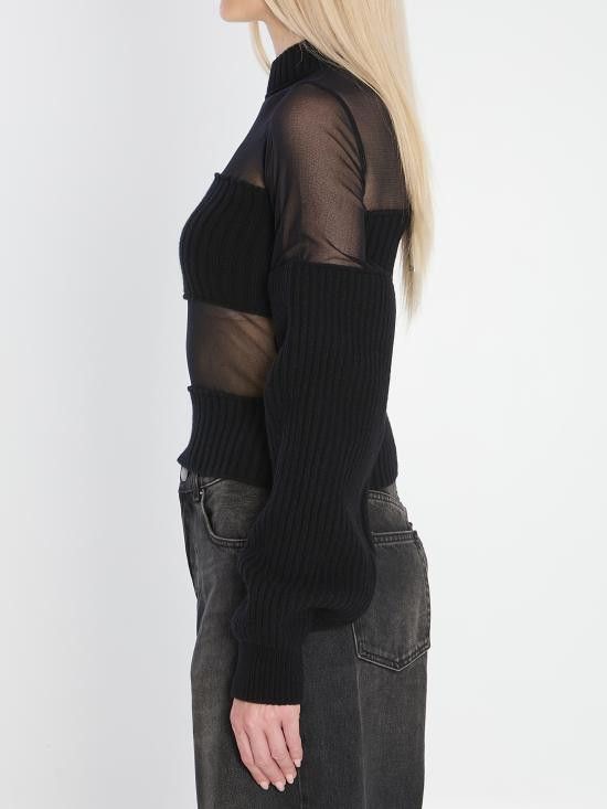 Jean Paul Gaultier JEAN PAUL GAULTIER Women Sweater W PO016 BLACK Size M / US 6-8 / IT 42-44 - 3 Thumbnail