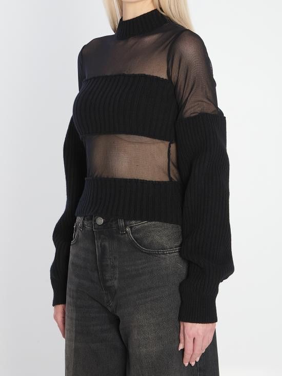 Jean Paul Gaultier JEAN PAUL GAULTIER Women Sweater W PO016 BLACK Size S / US 4 / IT 40 - 2 Thumbnail