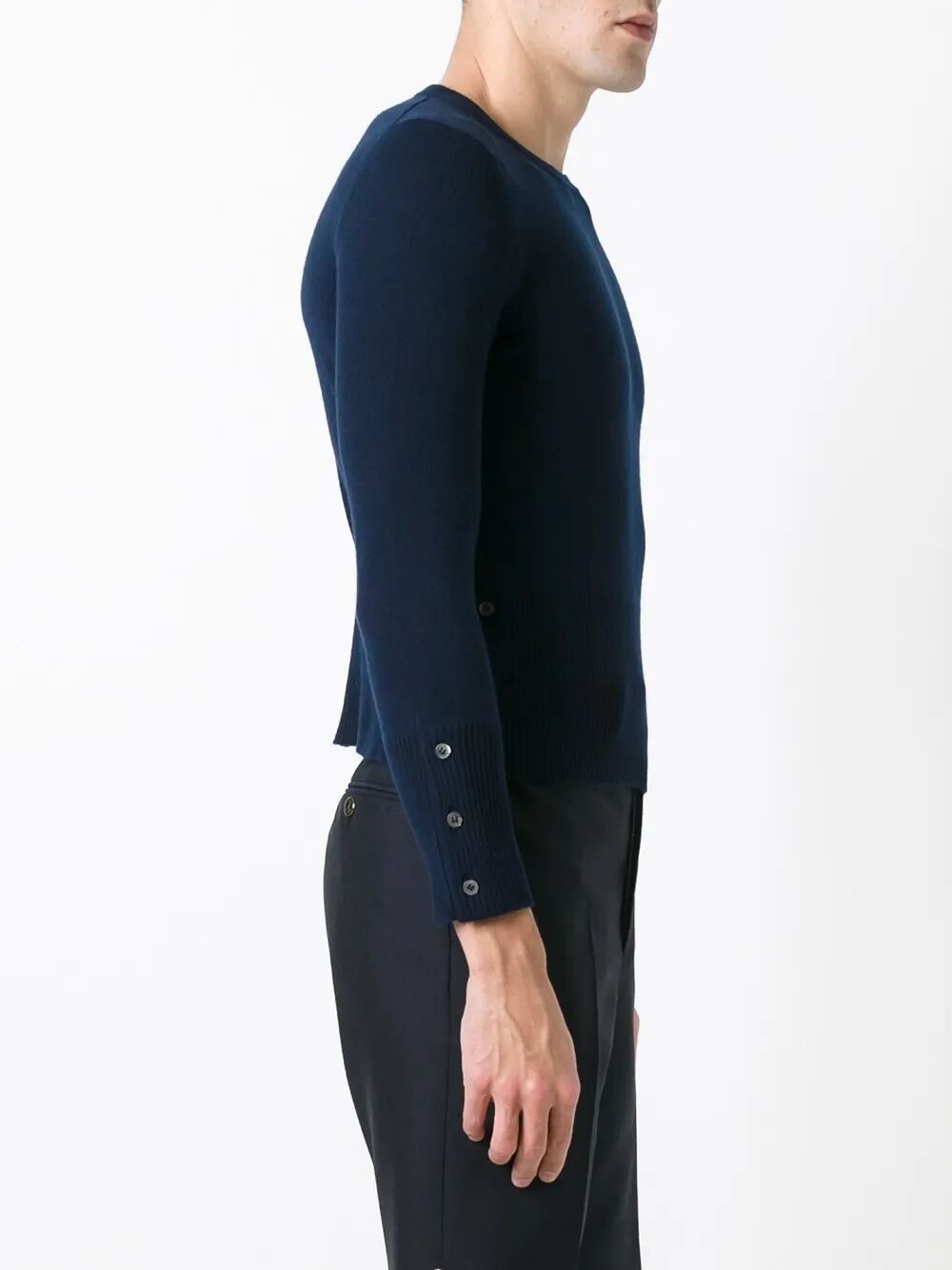 Thom Browne CLASSIC CREWNECK SHORT PULLOVER WITH WHITE 4 BAR STRIPE IN CASHMERE Size US XL / EU 56 / 4 - 3 Thumbnail
