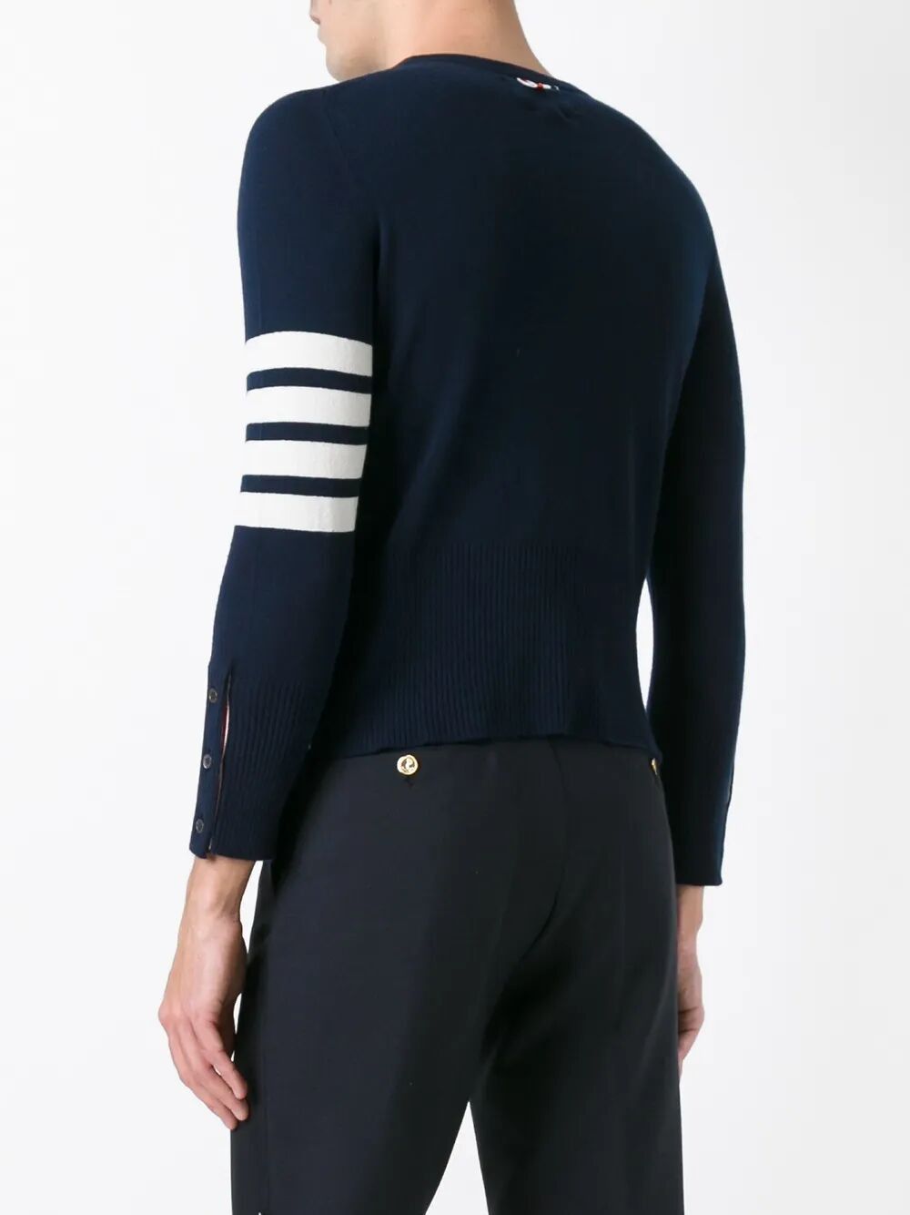 Thom Browne CLASSIC CREWNECK SHORT PULLOVER WITH WHITE 4 BAR STRIPE IN CASHMERE Size US XXL / EU 58 / 5 - 4 Thumbnail