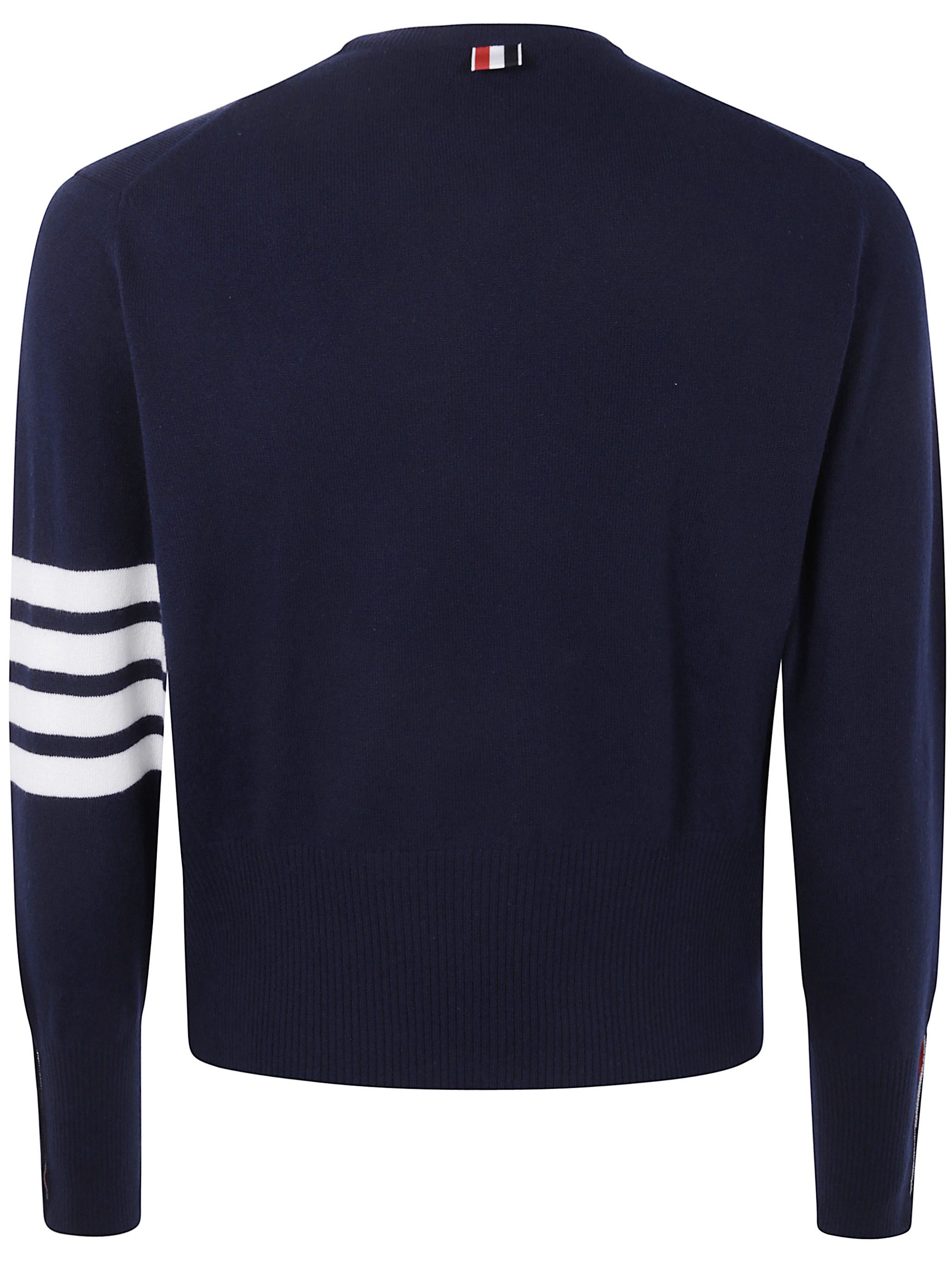 Thom Browne CLASSIC CREWNECK SHORT PULLOVER WITH WHITE 4 BAR STRIPE IN CASHMERE Size US XXL / EU 58 / 5 - 7 Thumbnail