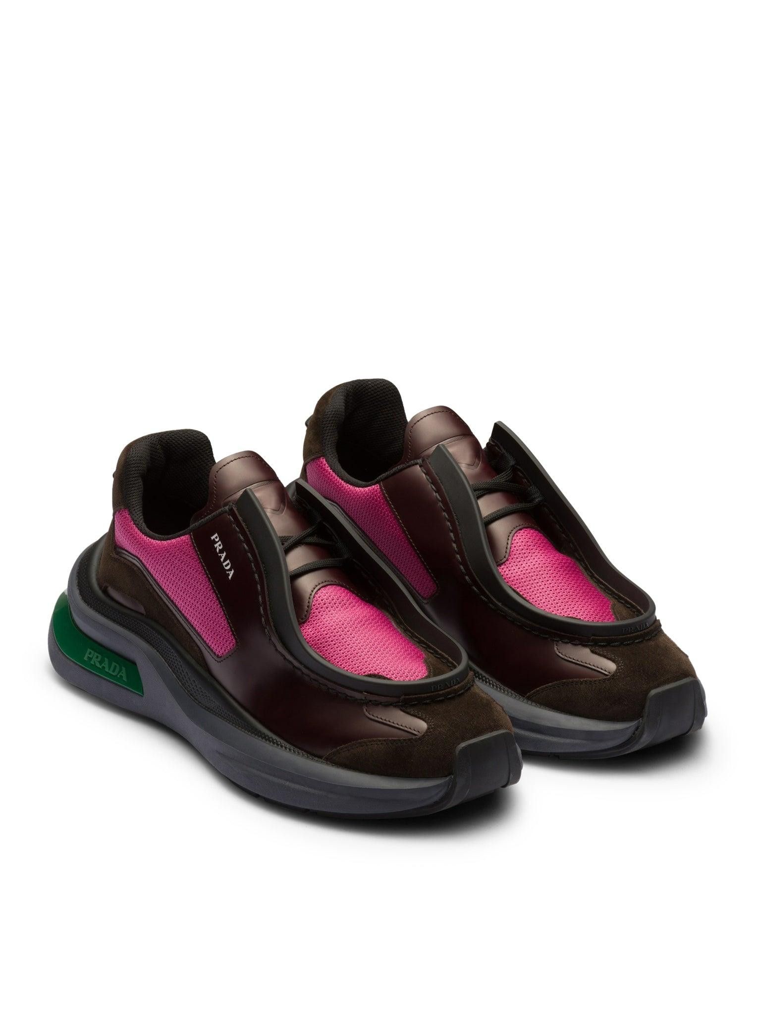 Prada Black Systeme Brushed Leather And Suede Mid-Top Trainers Size US 8 / EU 41 - 2 Thumbnail
