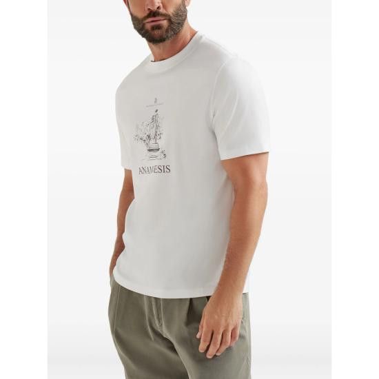 Brunello Cucinelli BRUNELLO CUCINELLI Men T-Shirts M0B138485 CC770 WHITE Size US L / EU 52-54 / 3 - 6 Thumbnail