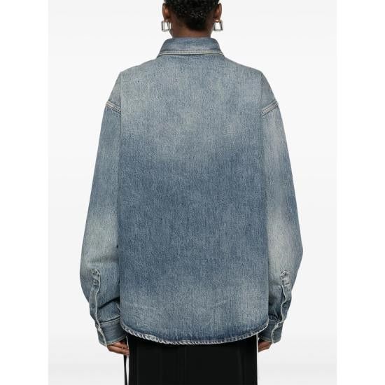 Balenciaga BALENCIAGA Women Denim Jackets 783691 THW25 4245 BLUE Size S / US 4 / IT 40 - 4 Thumbnail