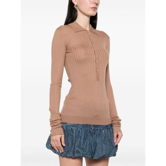 The Attico THE ATTICO Women Polo Shirts 250WCK00112 KWS006AA 046 BROWN Size S / US 4 / IT 40 - 2 Thumbnail