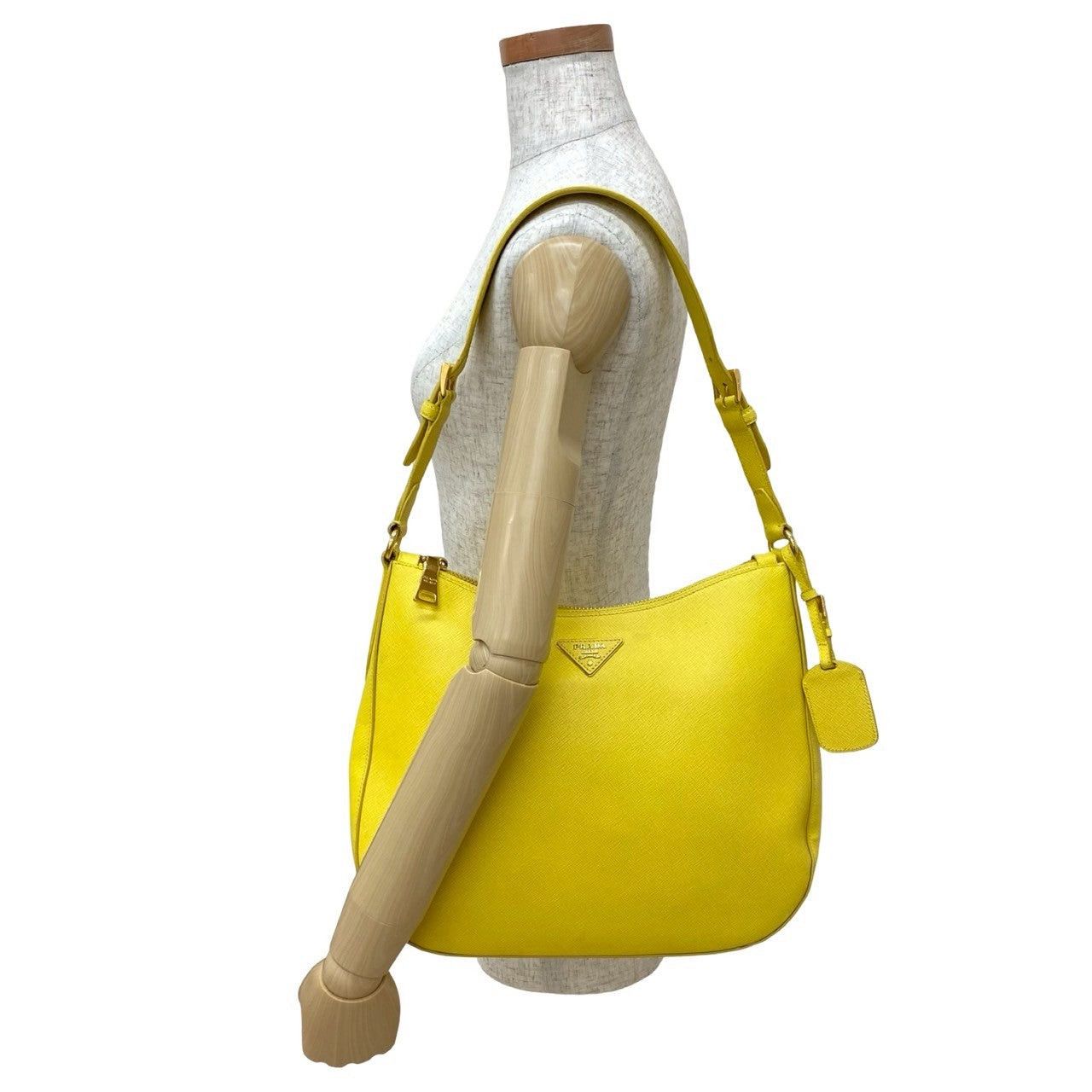 Prada Prada Shoulder Bag Yellow Leather Size ONE SIZE - 2 Thumbnail