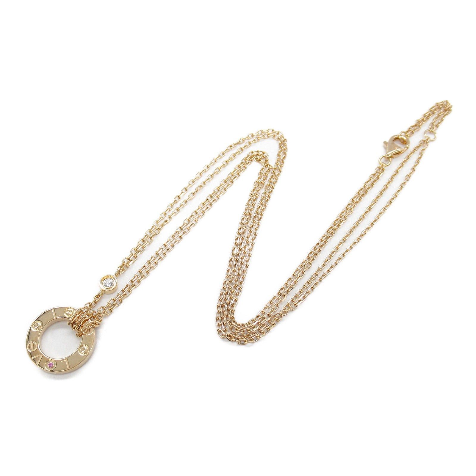 Cartier Cartier Love Necklace Pink Sapphire Diamond K18Pg (Pink Gold) Size ONE SIZE - 3 Thumbnail