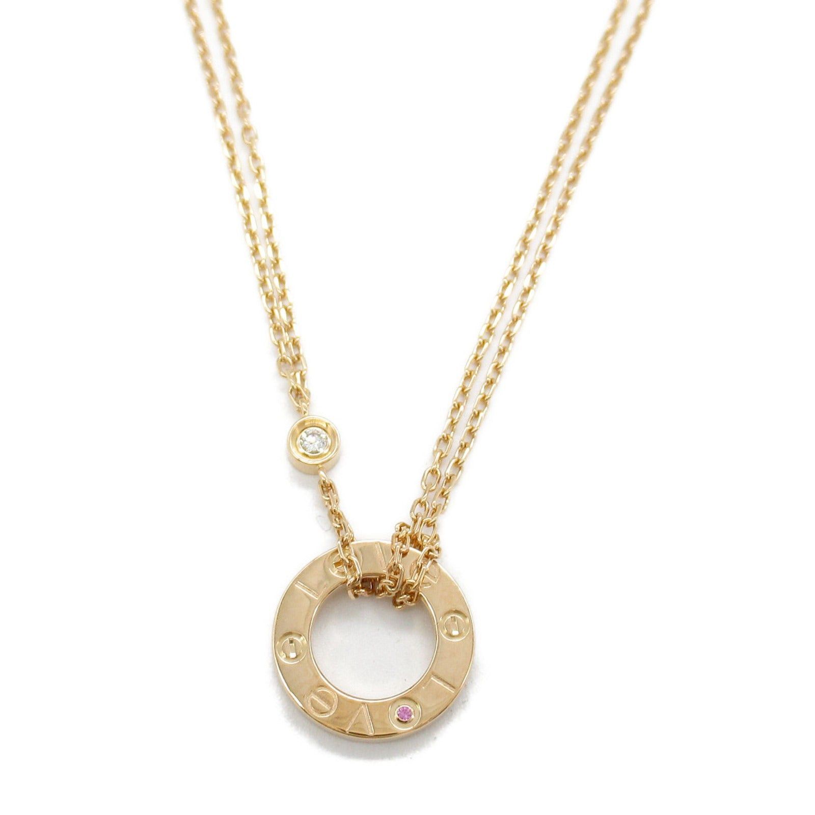 Cartier Cartier Love Necklace Pink Sapphire Diamond K18Pg (Pink Gold) Size ONE SIZE - 2 Thumbnail