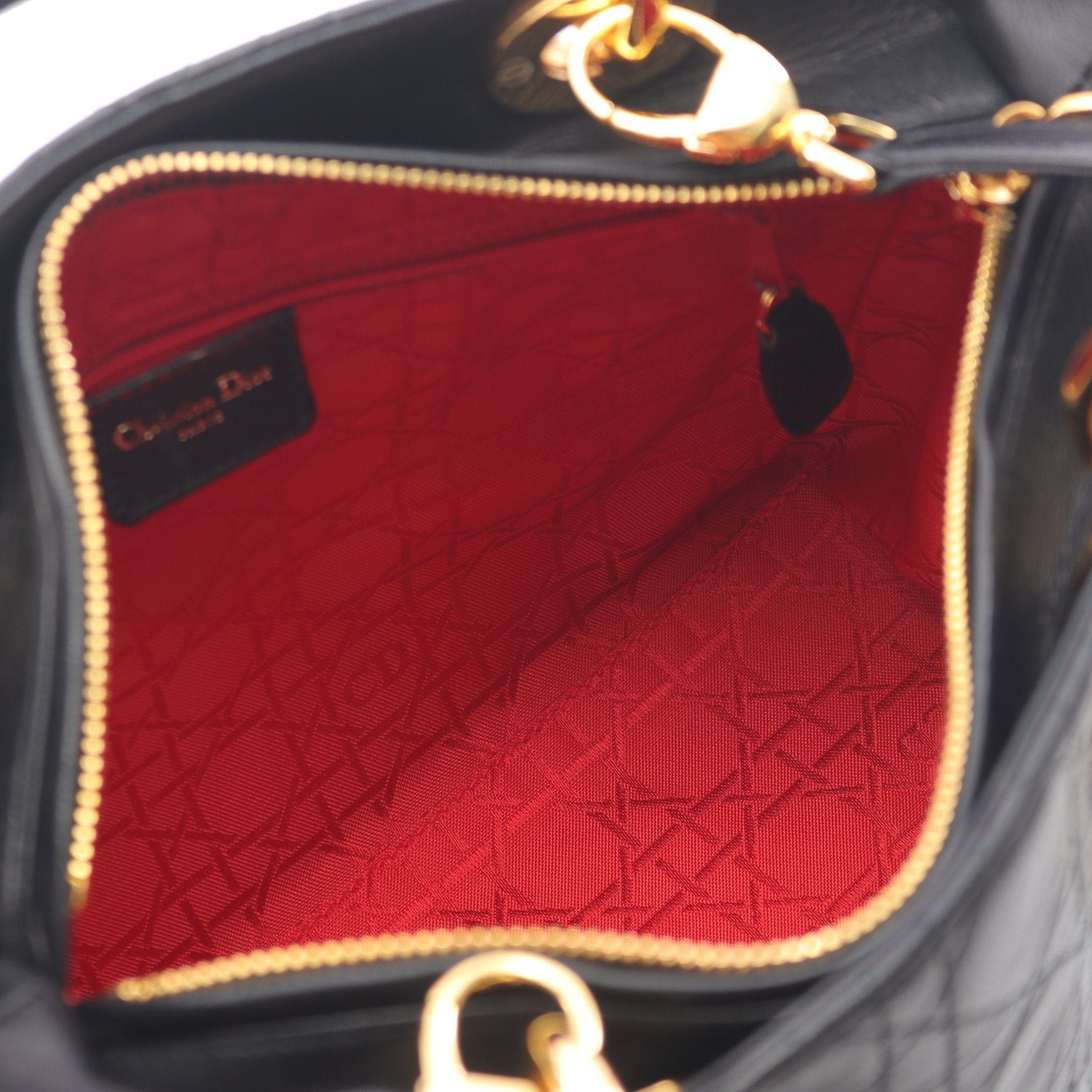 Dior Dior Lady Dior Canage Handbag Leather Black Size ONE SIZE - 3 Thumbnail