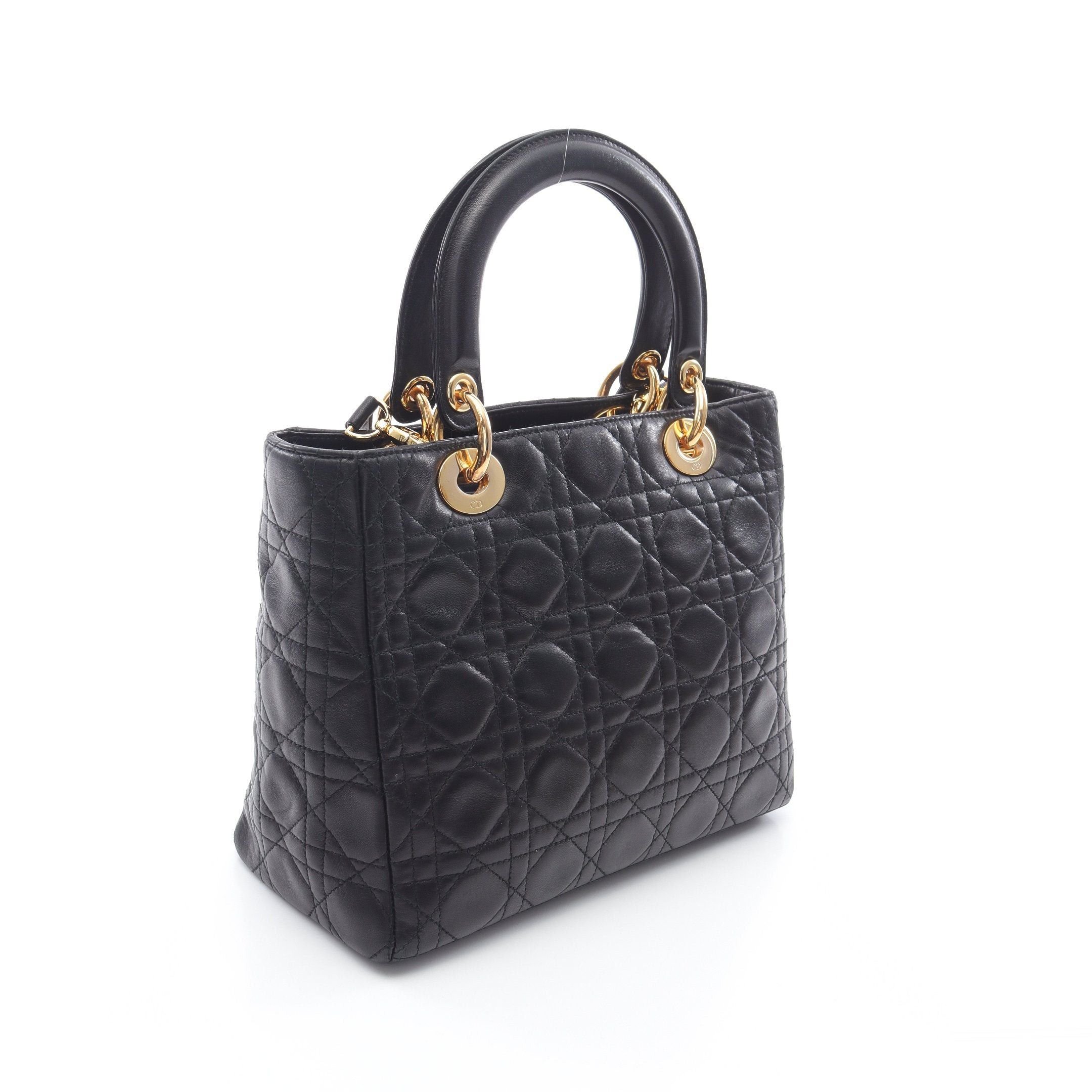 Dior Dior Lady Dior Canage Handbag Leather Black Size ONE SIZE - 2 Thumbnail
