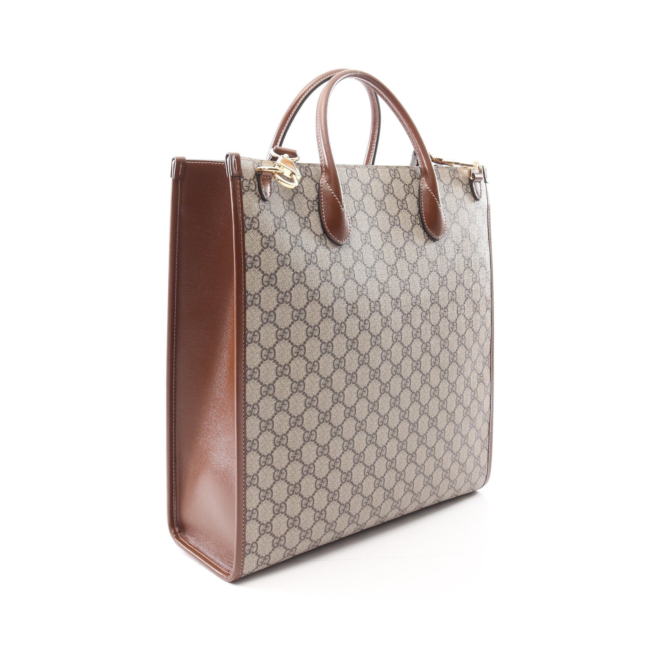 Gucci Gucci Interlocking G Medium Tote Gg Supreme Handbag Bag Leather Beige Brown Size ONE SIZE - 2 Thumbnail