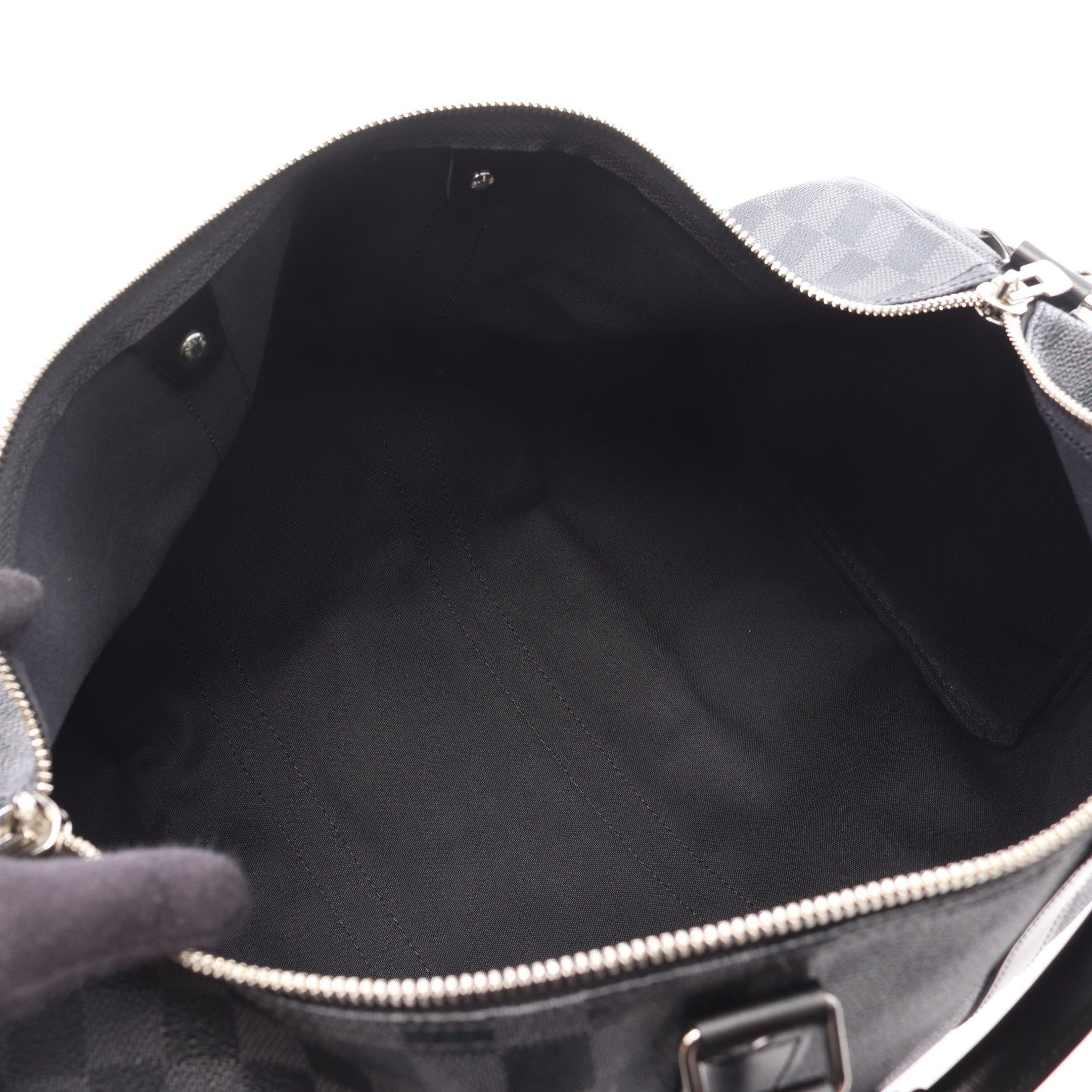 Louis Vuitton Louis Vuitton Keepall 45 Damier Graphite Boston Bag Leather Black Size ONE SIZE - 3 Thumbnail