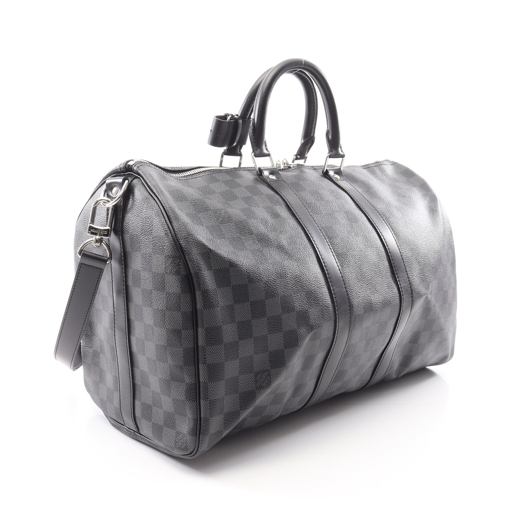 Louis Vuitton Louis Vuitton Keepall 45 Damier Graphite Boston Bag Leather Black Size ONE SIZE - 2 Thumbnail