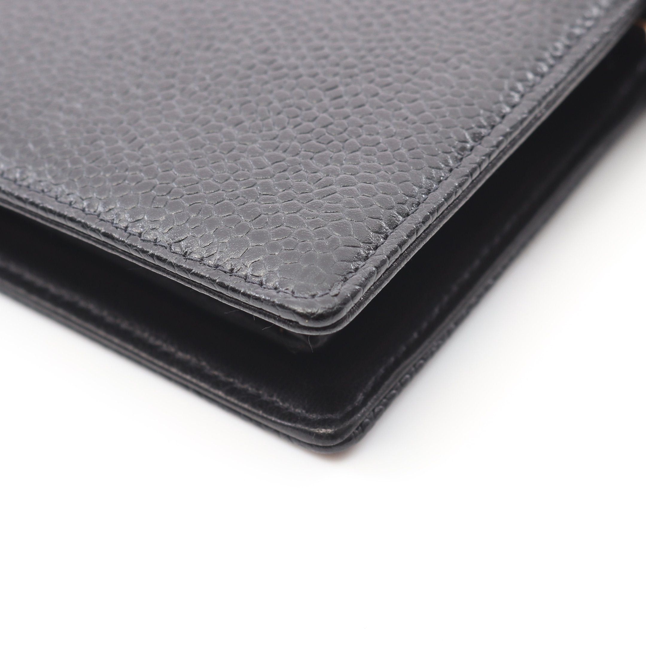 Chanel Chanel Coco Mark Bi-Fold Long Wallet Caviar Skin Black Gold Hardware Size ONE SIZE - 8 Thumbnail