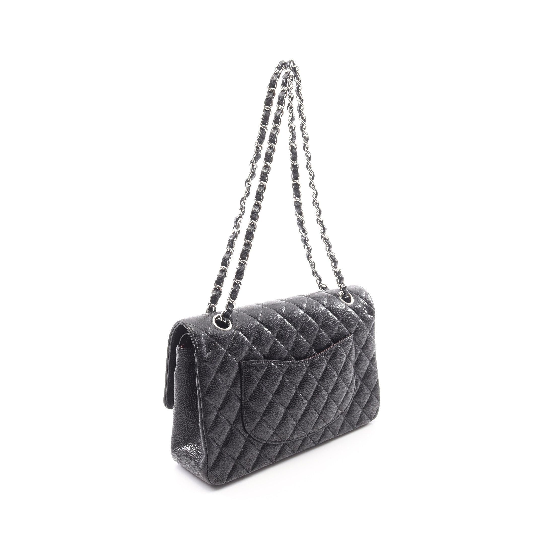 Chanel Chanel Matelasse Double Flap Chain Shoulder Bag Caviar Skin Black Silver Hardware Size ONE SIZE - 2 Thumbnail