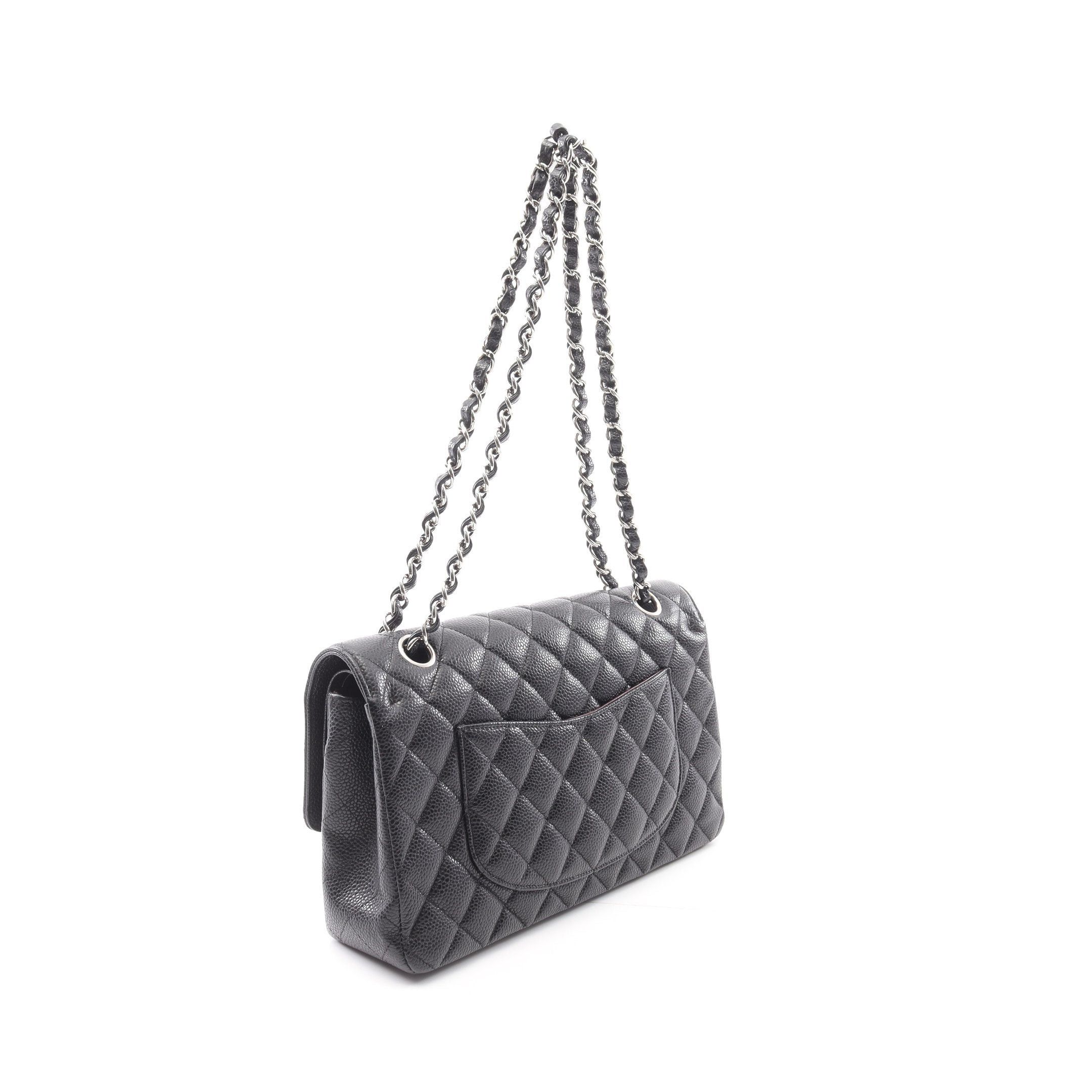 Chanel Chanel Matelasse Double Flap Chain Shoulder Bag Caviar Skin Black Silver Hardware Size ONE SIZE - 2 Thumbnail