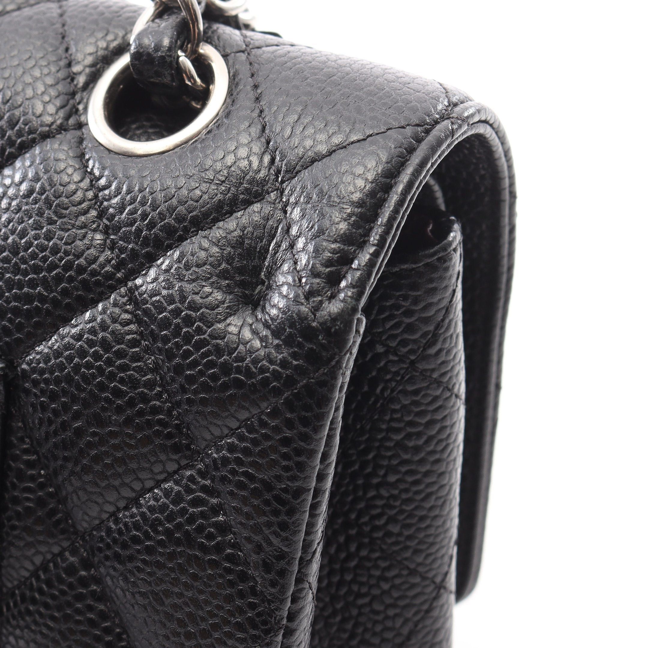 Chanel Chanel Matelasse Double Flap Chain Shoulder Bag Caviar Skin Black Silver Hardware Size ONE SIZE - 7 Thumbnail