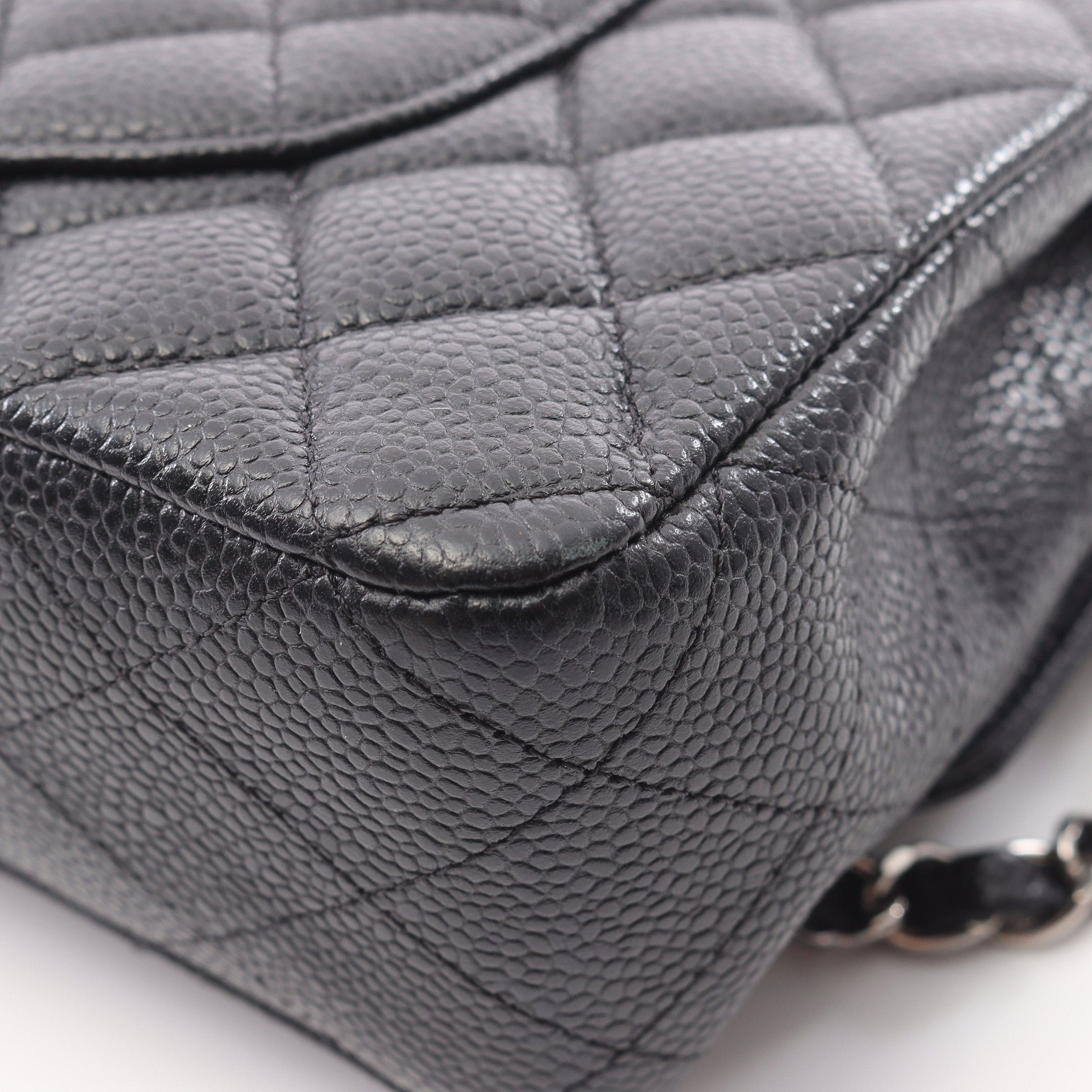 Chanel Chanel Matelasse Double Flap Chain Shoulder Bag Caviar Skin Black Silver Hardware Size ONE SIZE - 8 Thumbnail