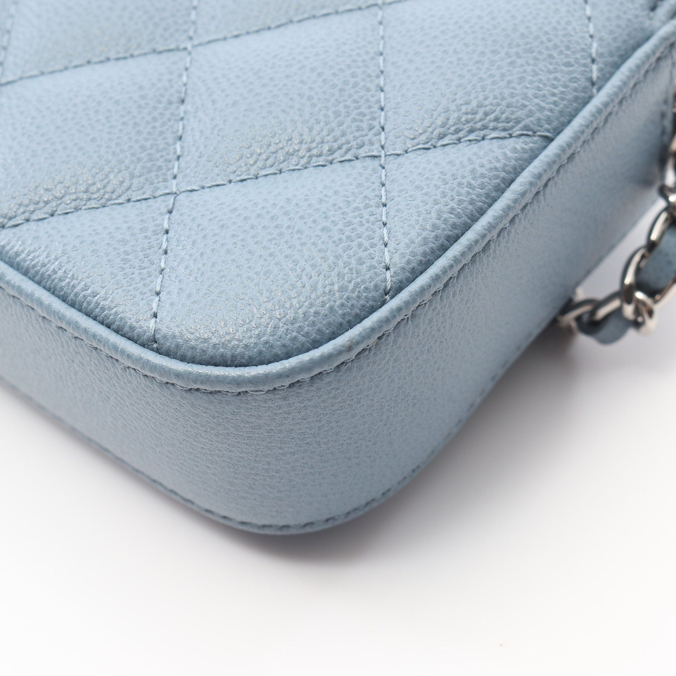 Chanel Chanel Half Coco Mark Matelasse Chain Wallet Caviar Skin Light Blue Silver Hardware Size ONE SIZE - 8 Thumbnail