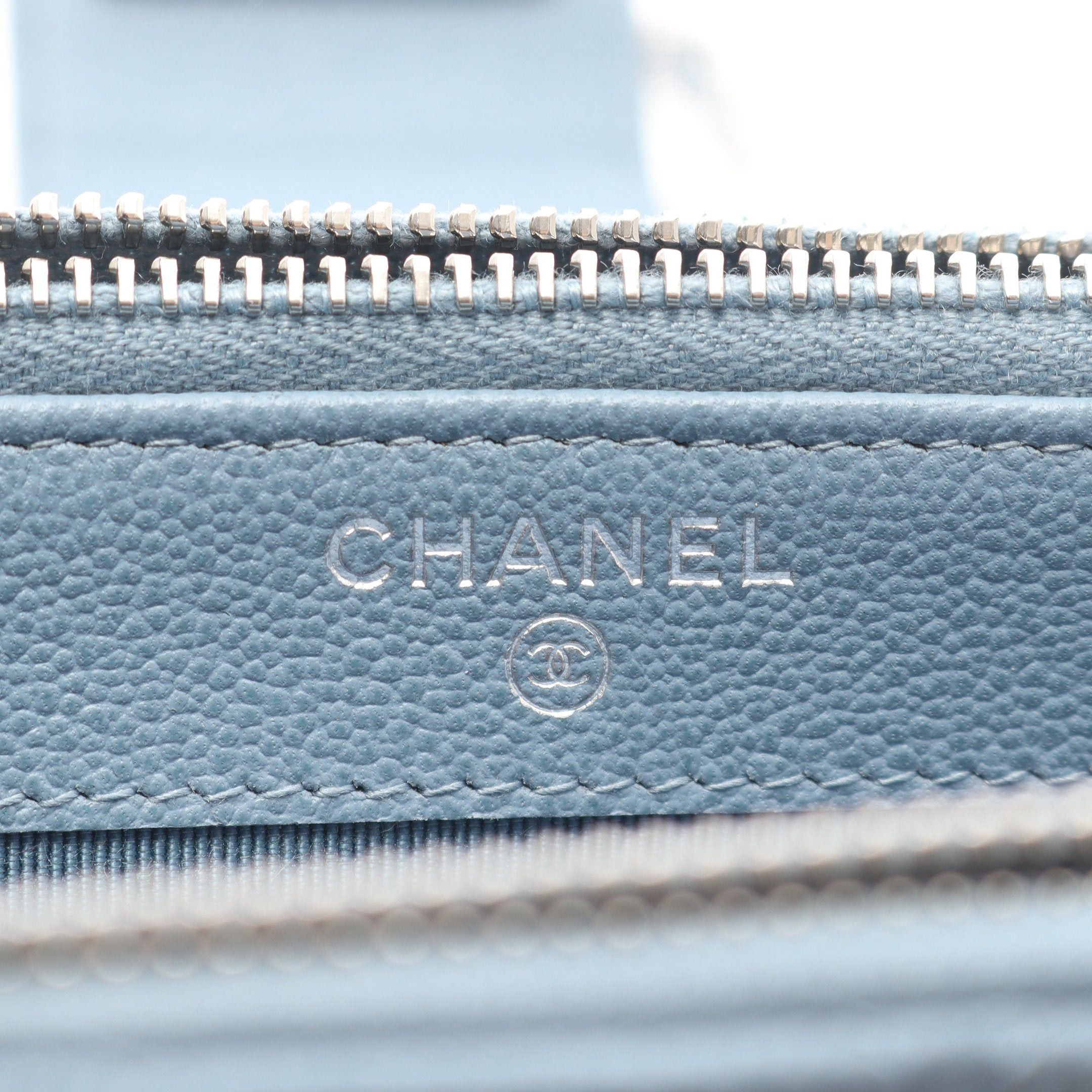 Chanel Chanel Half Coco Mark Matelasse Chain Wallet Caviar Skin Light Blue Silver Hardware Size ONE SIZE - 4 Thumbnail