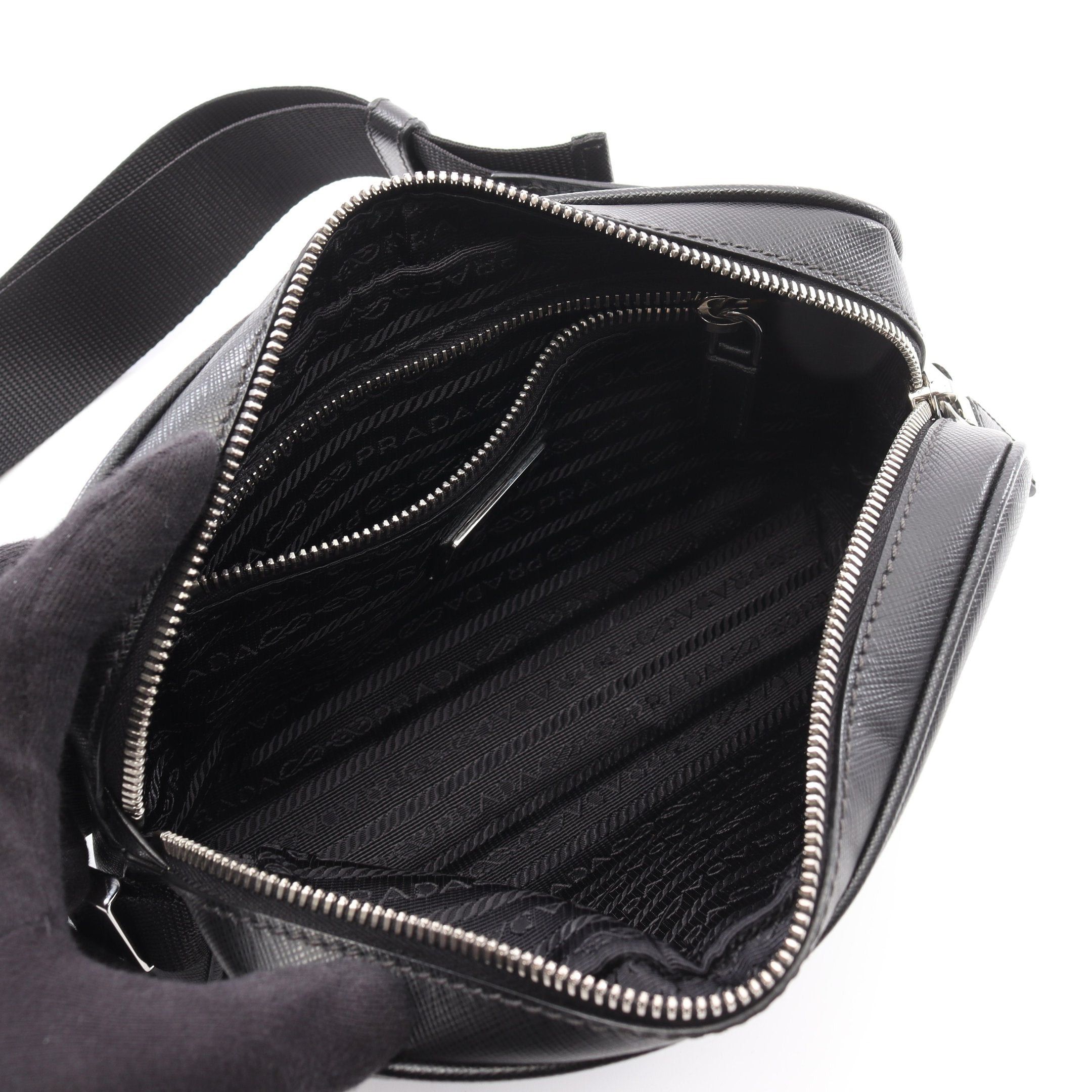 Prada Prada Marsupio Saffiano Travel Body Bag Waist Leather Black Size ONE SIZE - 3 Thumbnail