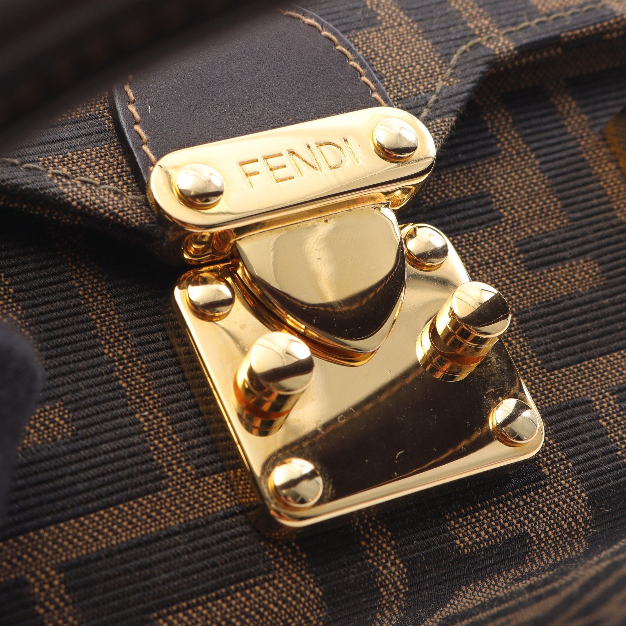 Fendi Fendi Zucca Vanity Bag Handbag Nylon Canvas Leather Brown Dark Size ONE SIZE - 9 Thumbnail