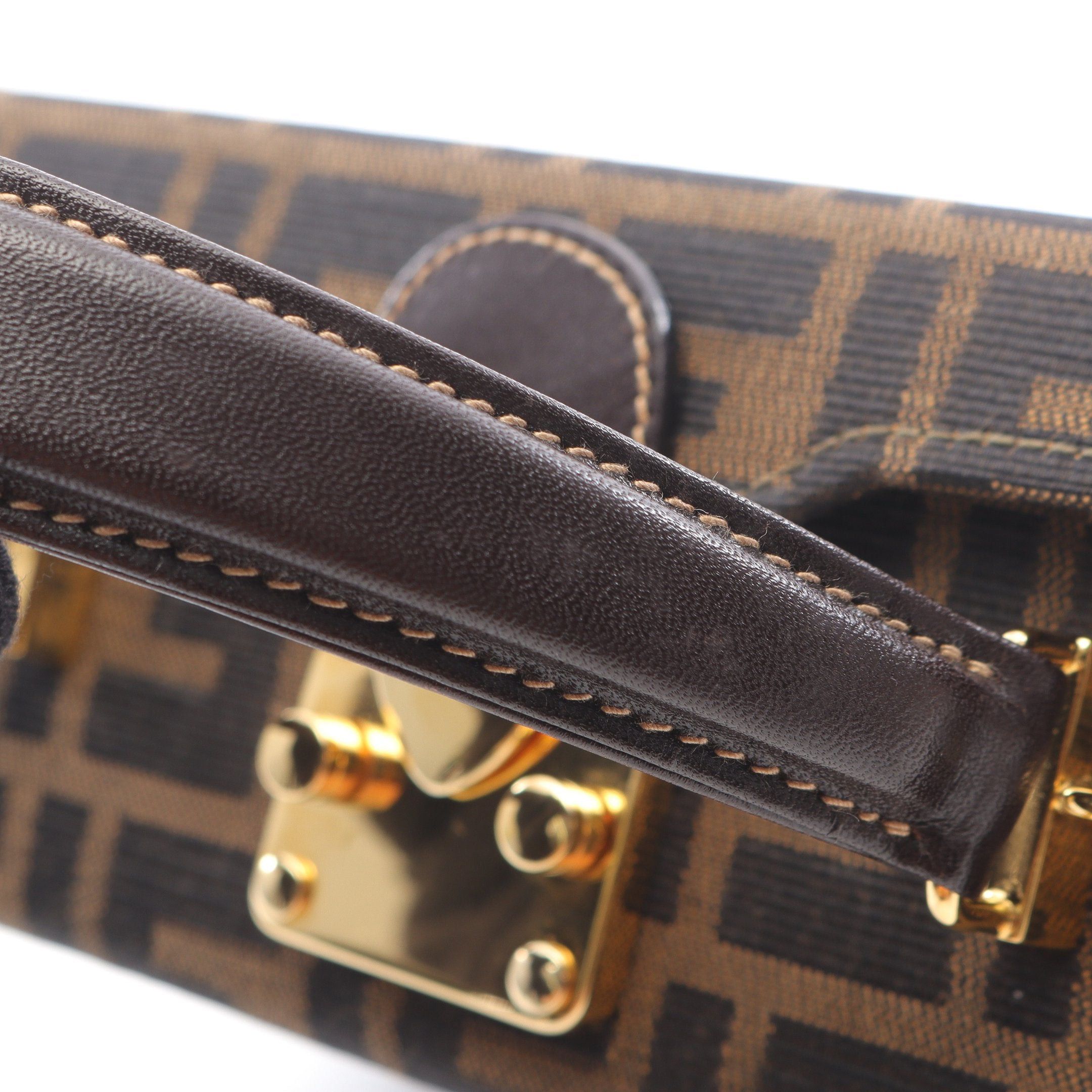 Fendi Fendi Zucca Vanity Bag Handbag Nylon Canvas Leather Brown Dark Size ONE SIZE - 8 Thumbnail