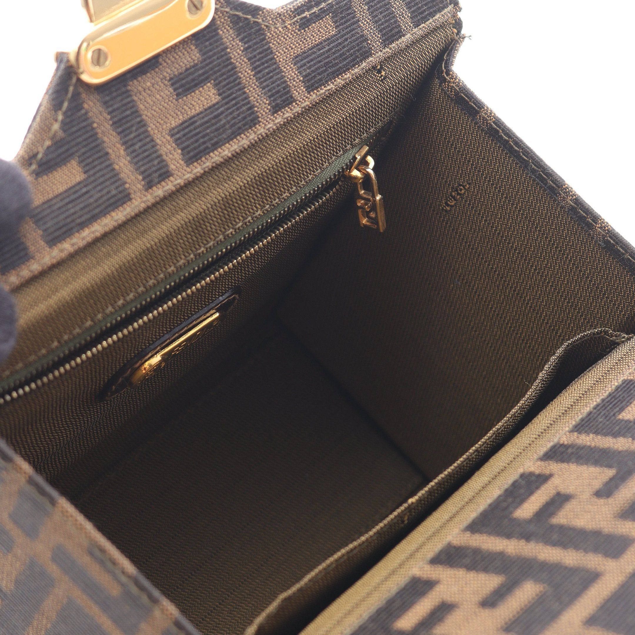 Fendi Fendi Zucca Vanity Bag Handbag Nylon Canvas Leather Brown Dark Size ONE SIZE - 3 Thumbnail
