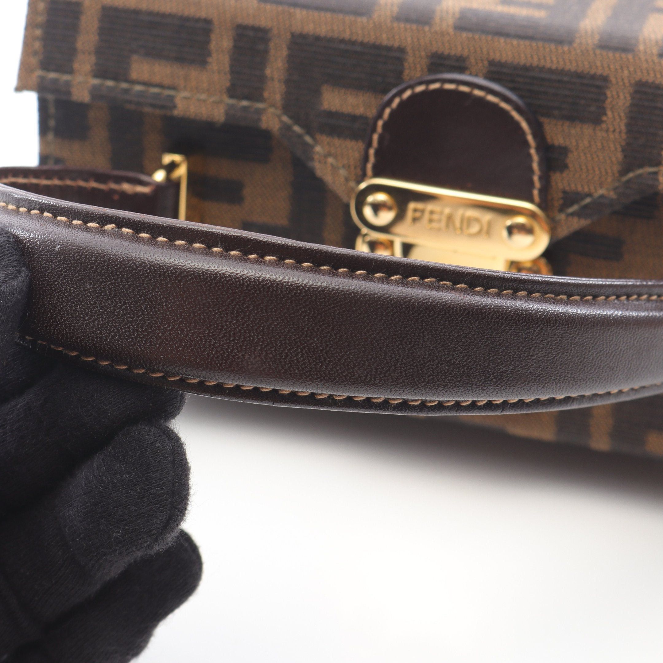 Fendi Fendi Zucca Vanity Bag Handbag Nylon Canvas Leather Brown Dark Size ONE SIZE - 7 Thumbnail