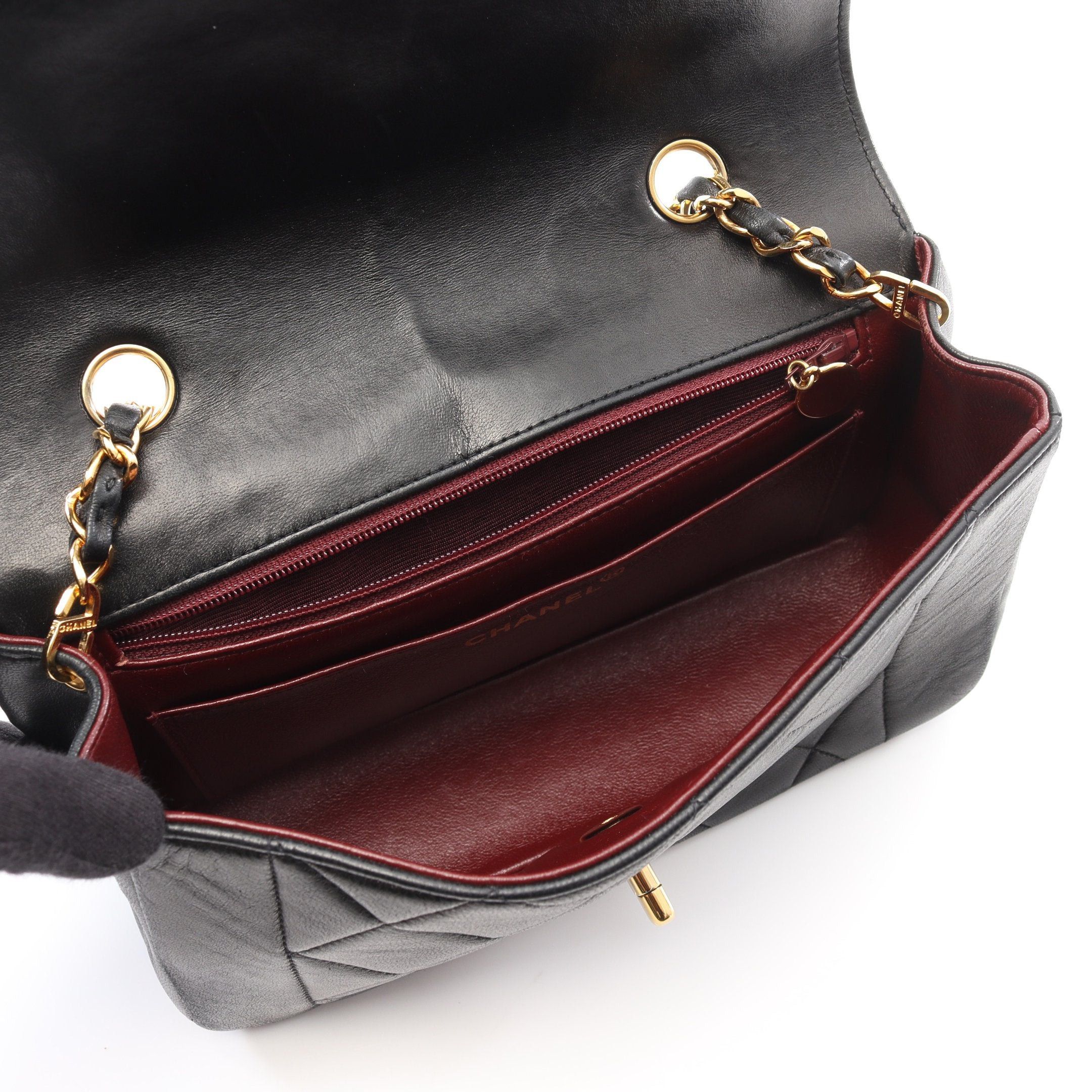 Chanel Chanel Matelasse Diana Flap Chain Shoulder Bag Lambskin Black Gold Hardware Size ONE SIZE - 3 Thumbnail