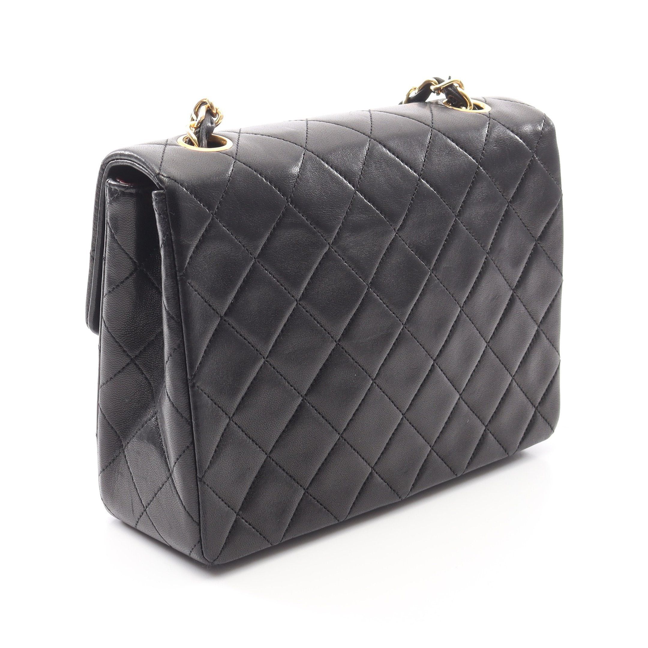 Chanel Chanel Matelasse Single Flap Chain Shoulder Bag Lambskin Black Gold Hardware Size ONE SIZE - 2 Thumbnail