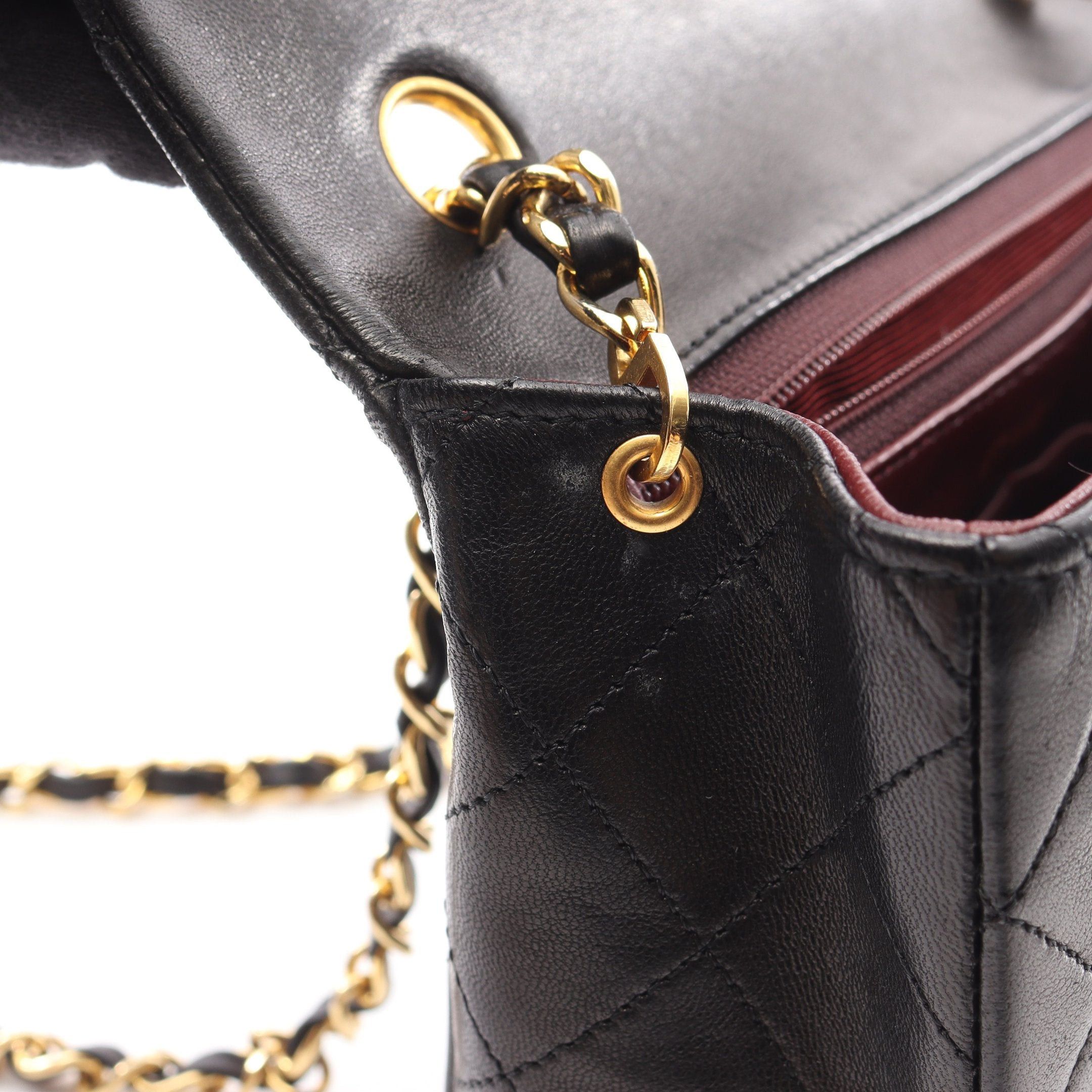 Chanel Chanel Matelasse Single Flap Chain Shoulder Bag Lambskin Black Gold Hardware Size ONE SIZE - 9 Thumbnail