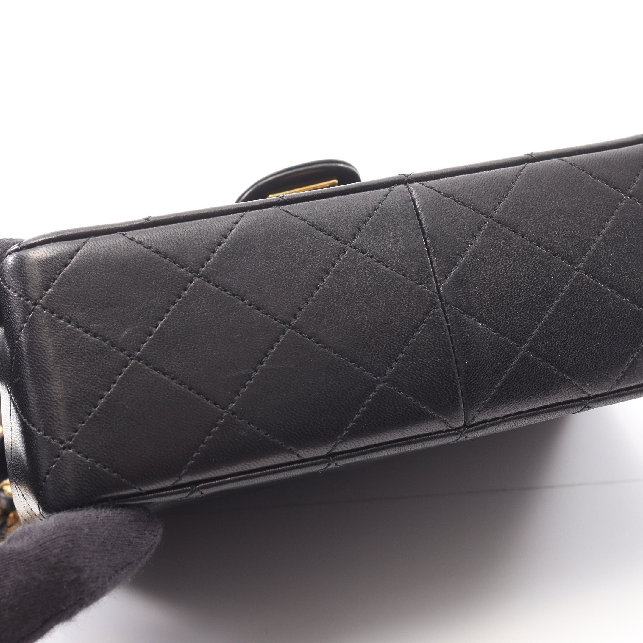 Chanel Chanel Matelasse Single Flap Chain Shoulder Bag Lambskin Black Gold Hardware Size ONE SIZE - 13 Thumbnail
