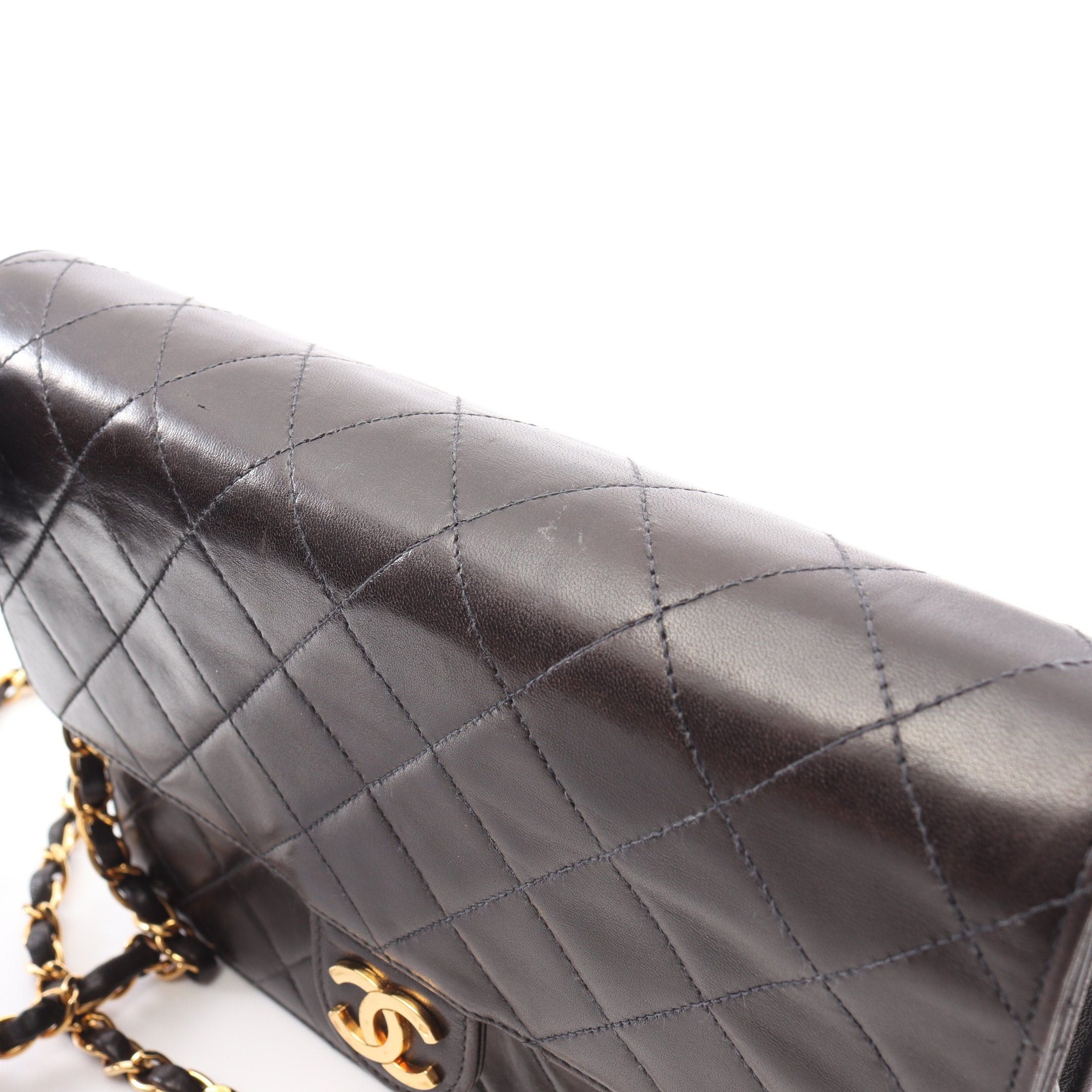 Chanel Chanel Matelasse Single Flap Chain Shoulder Bag Lambskin Black Gold Hardware Push Lock Size ONE SIZE - 11 Thumbnail