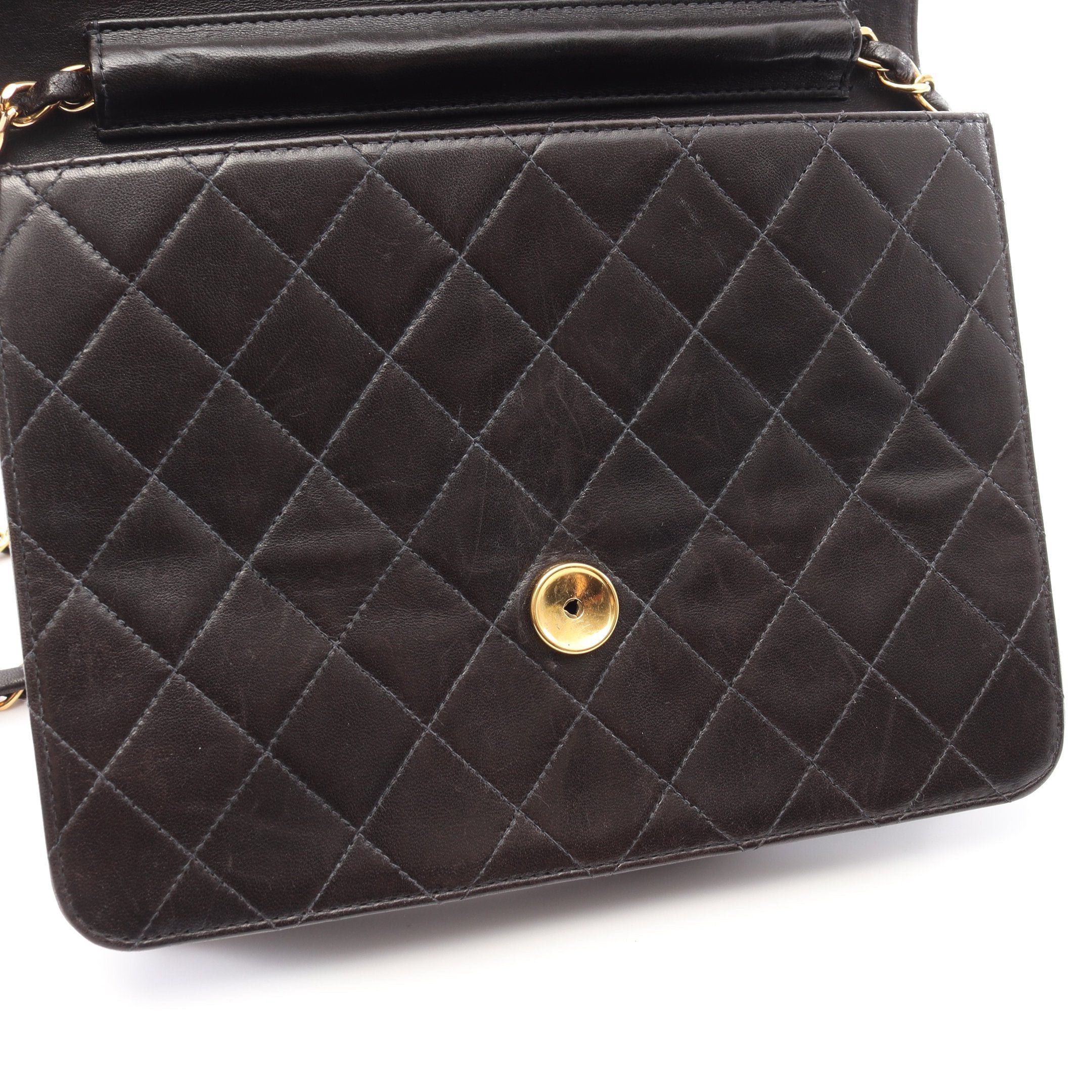 Chanel Chanel Matelasse Single Flap Chain Shoulder Bag Lambskin Black Gold Hardware Push Lock Size ONE SIZE - 7 Thumbnail