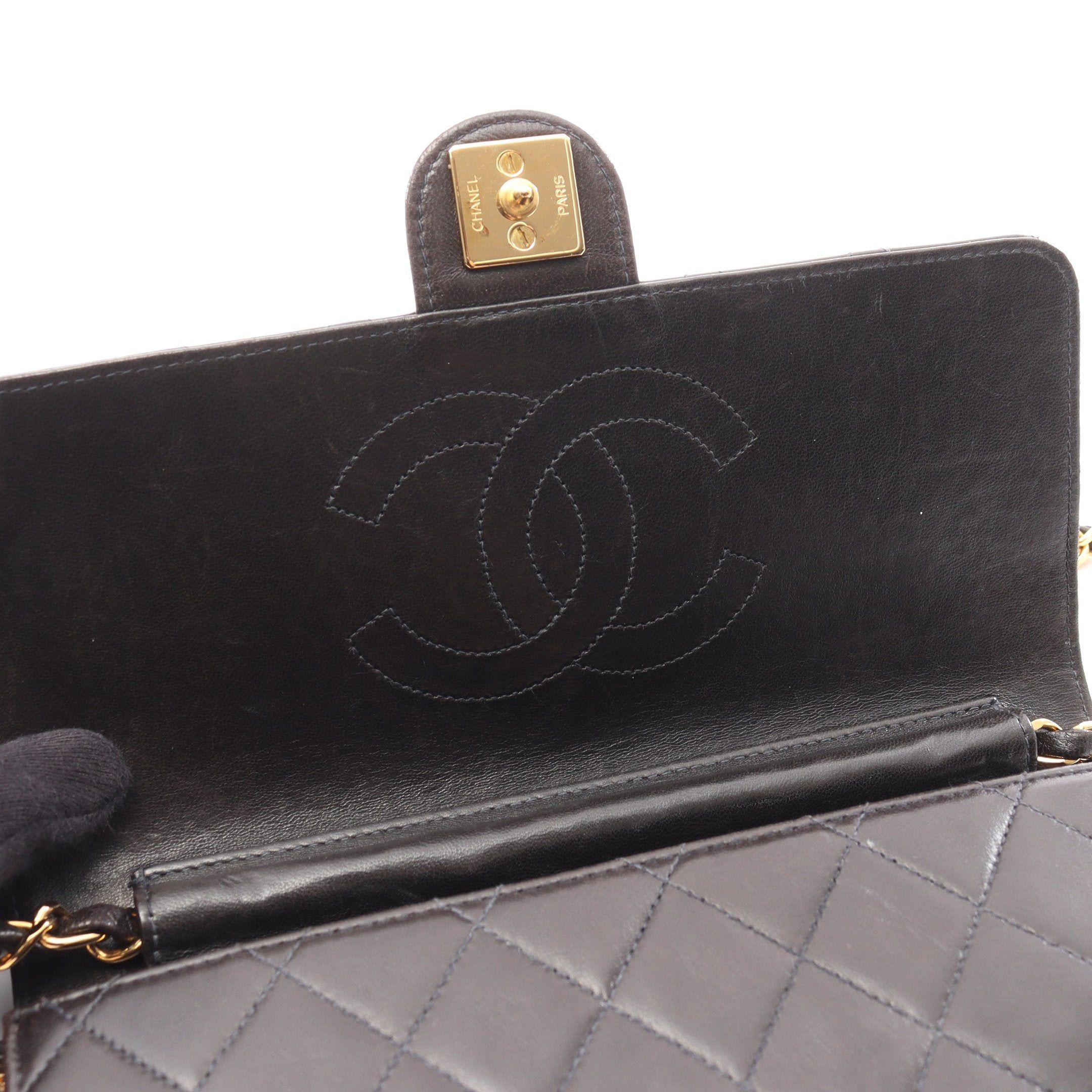 Chanel Chanel Matelasse Single Flap Chain Shoulder Bag Lambskin Black Gold Hardware Push Lock Size ONE SIZE - 8 Thumbnail