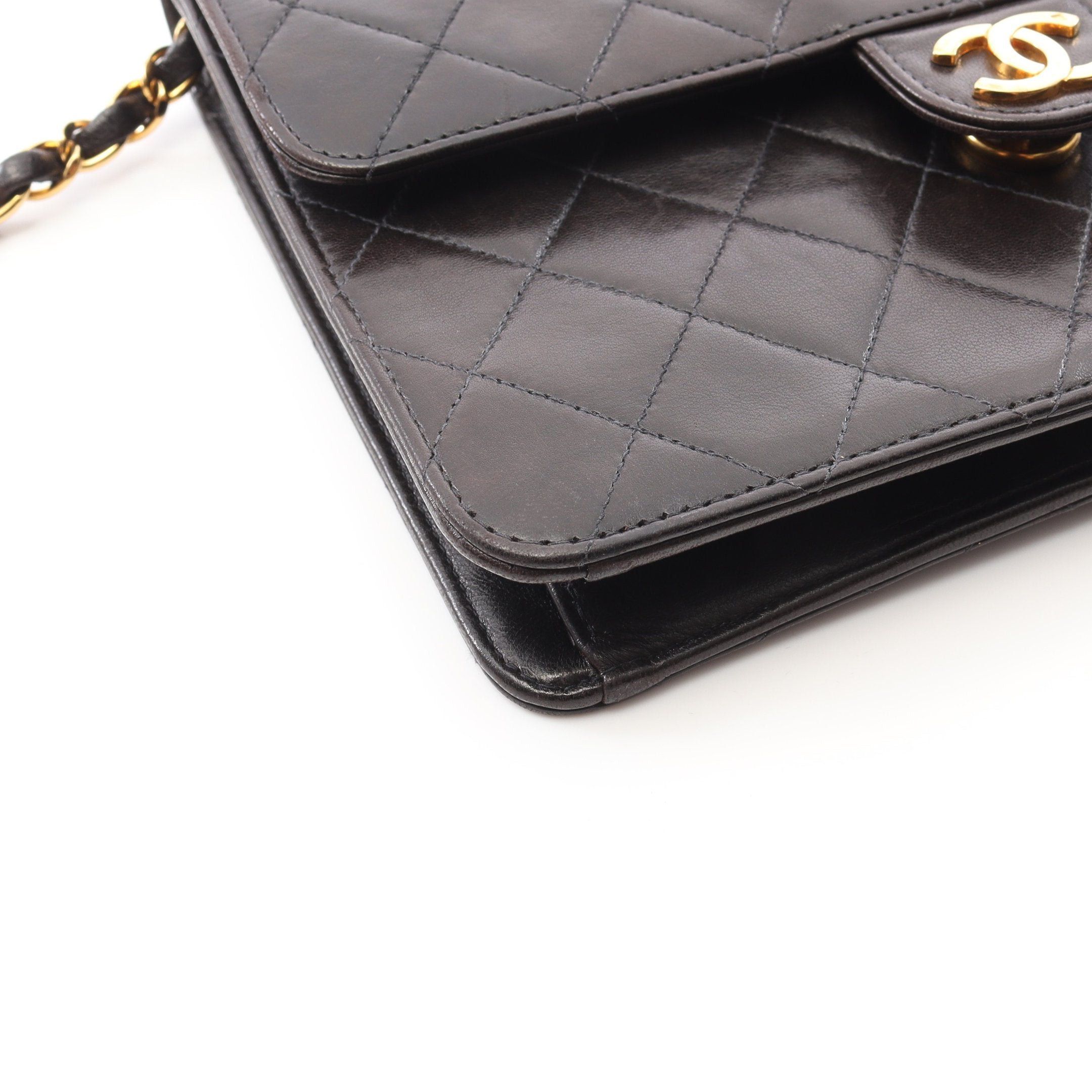 Chanel Chanel Matelasse Single Flap Chain Shoulder Bag Lambskin Black Gold Hardware Push Lock Size ONE SIZE - 12 Thumbnail